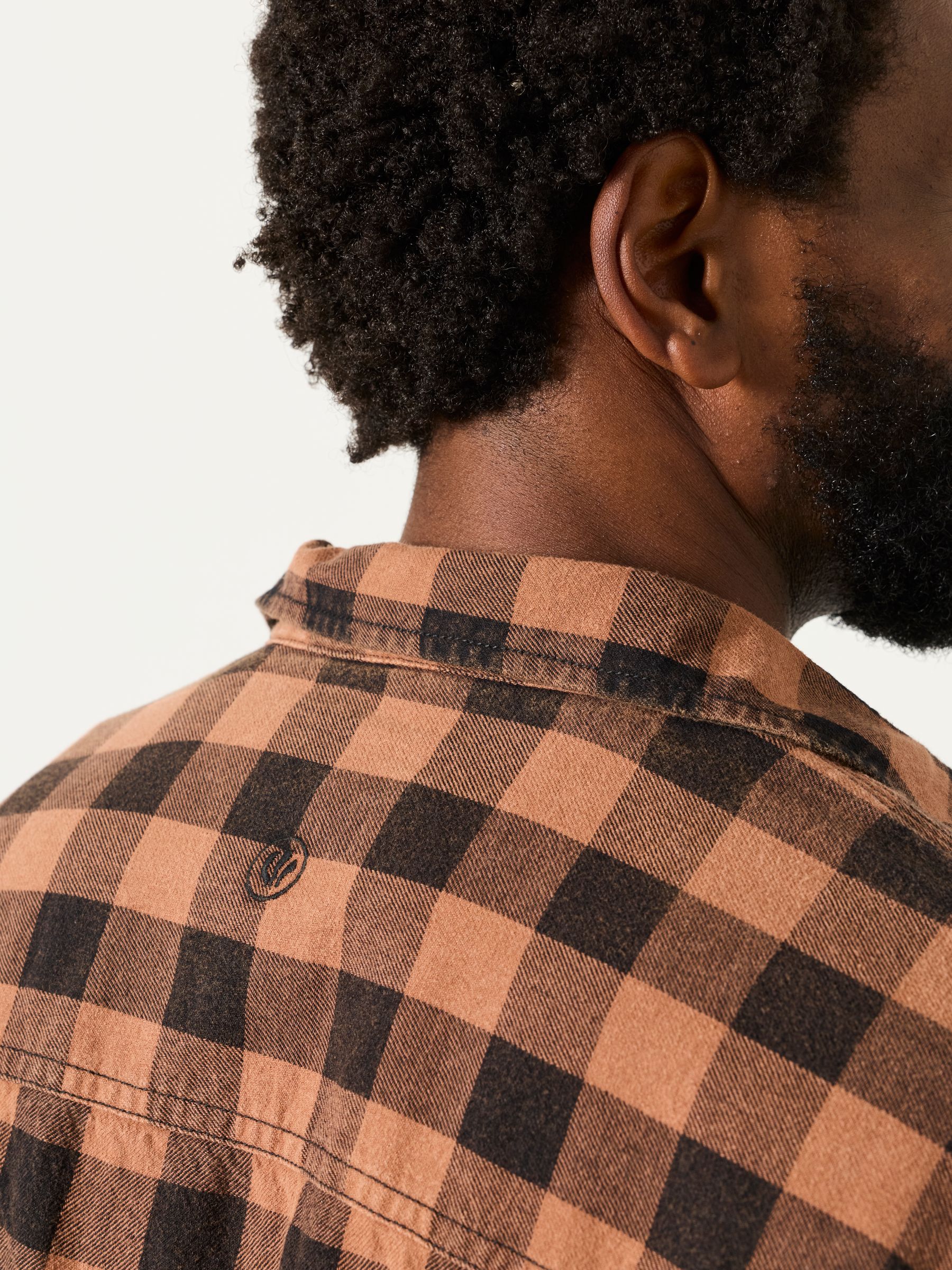 Thursby Rust Brown Long Sleeve Relaxed Fit Check Shirt - Image 5 of 6