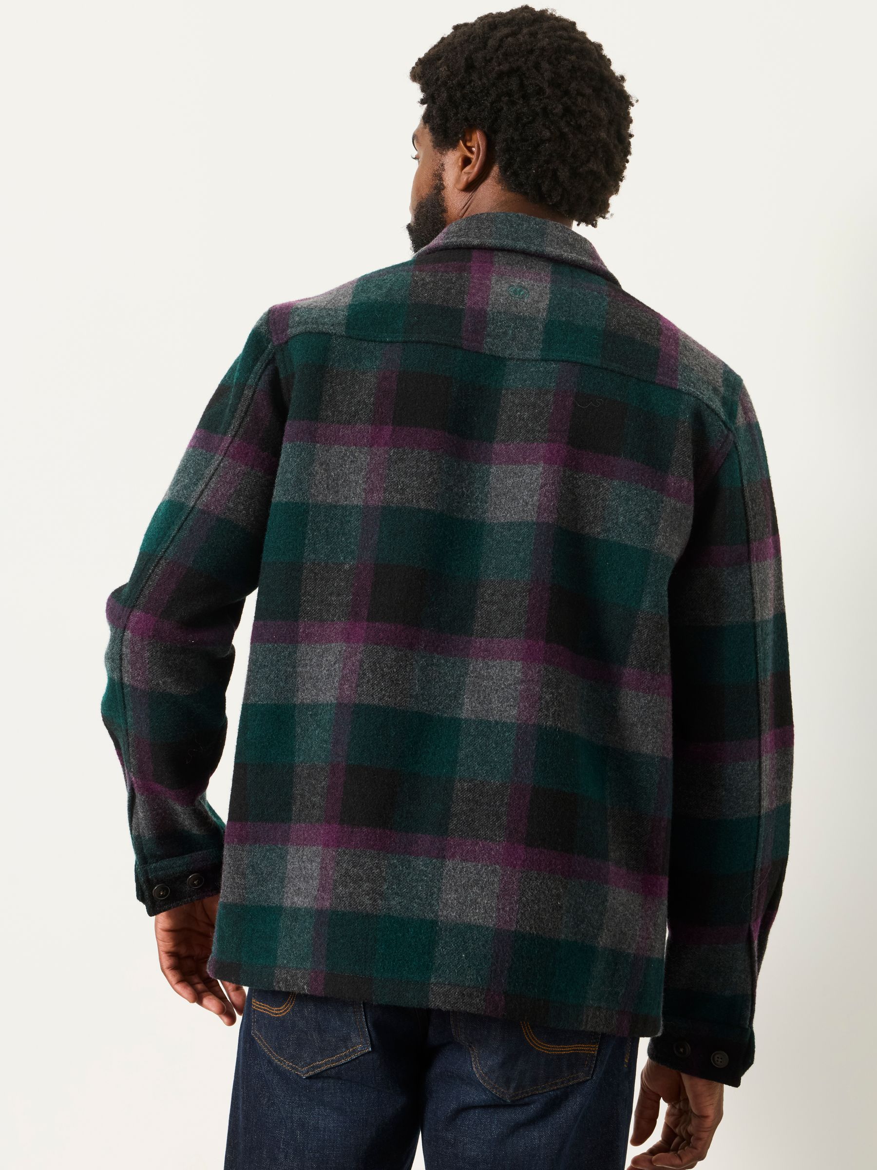 Milton Teal Blue Wool Mix Bonded Overshirt - Image 2 of 5