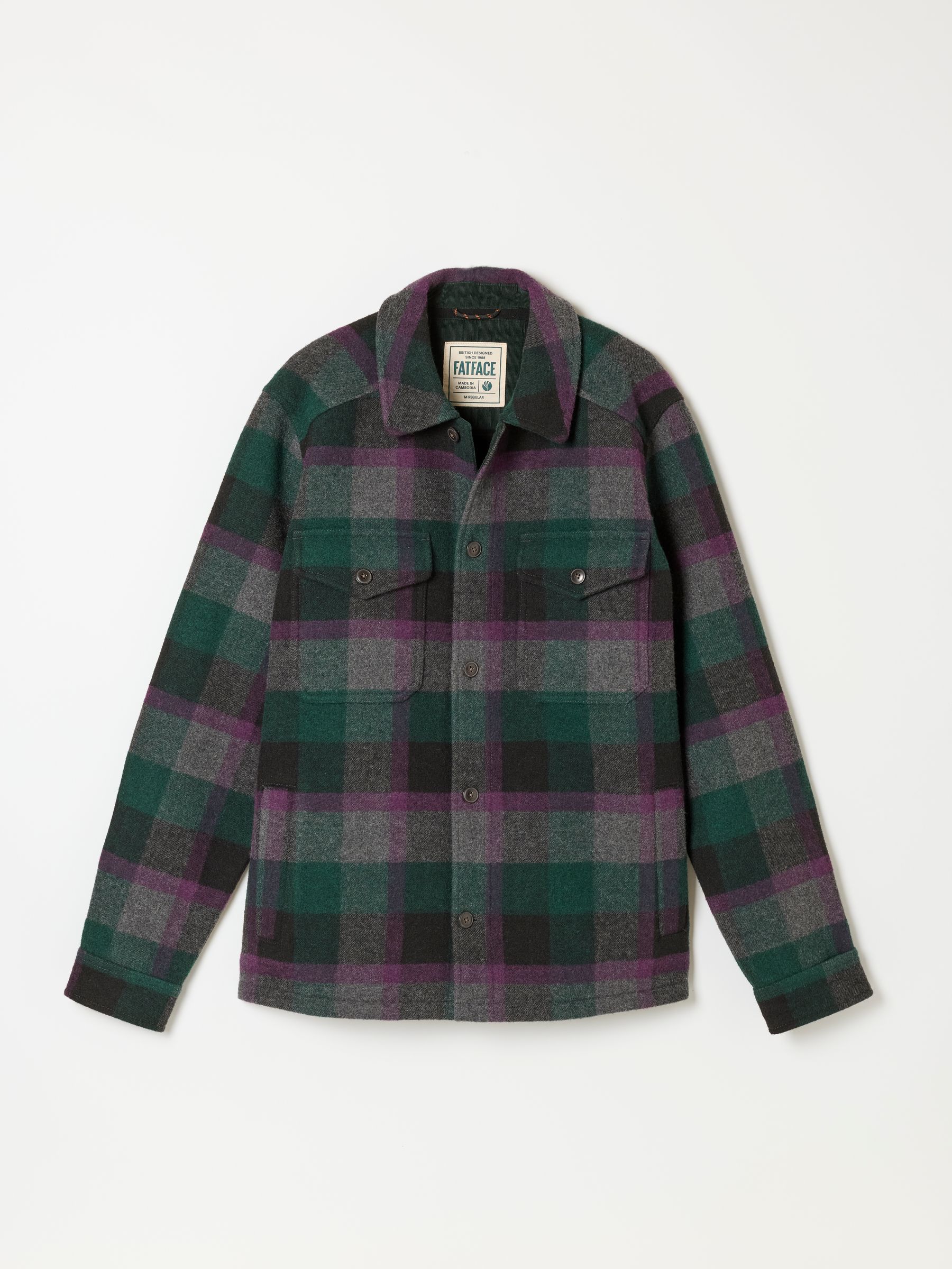 Milton Teal Blue Wool Mix Bonded Overshirt - Image 5 of 5 Milton Teal Blue Wool Mix Bonded Overshirt - Image 5 of 5