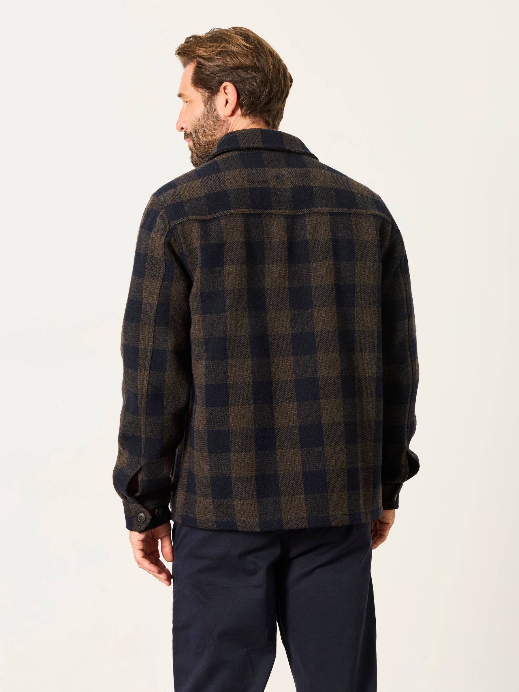 Milton Khaki Green Wool Mix Bonded Overshirt - Image 3 of 7