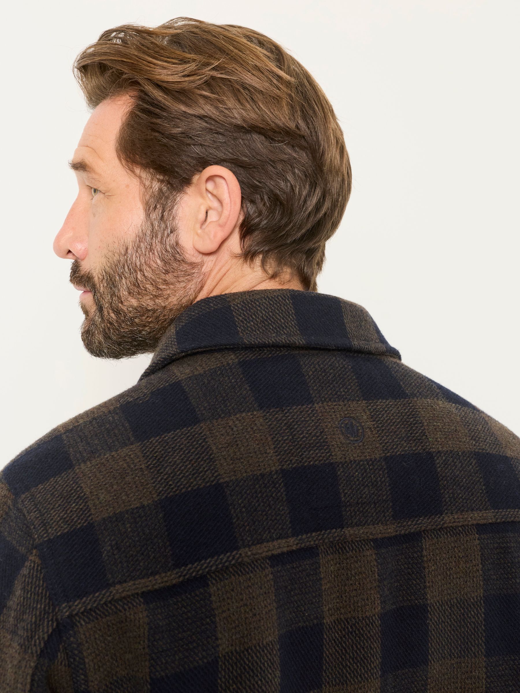 Milton Khaki Green Wool Mix Bonded Overshirt - Image 4 of 7