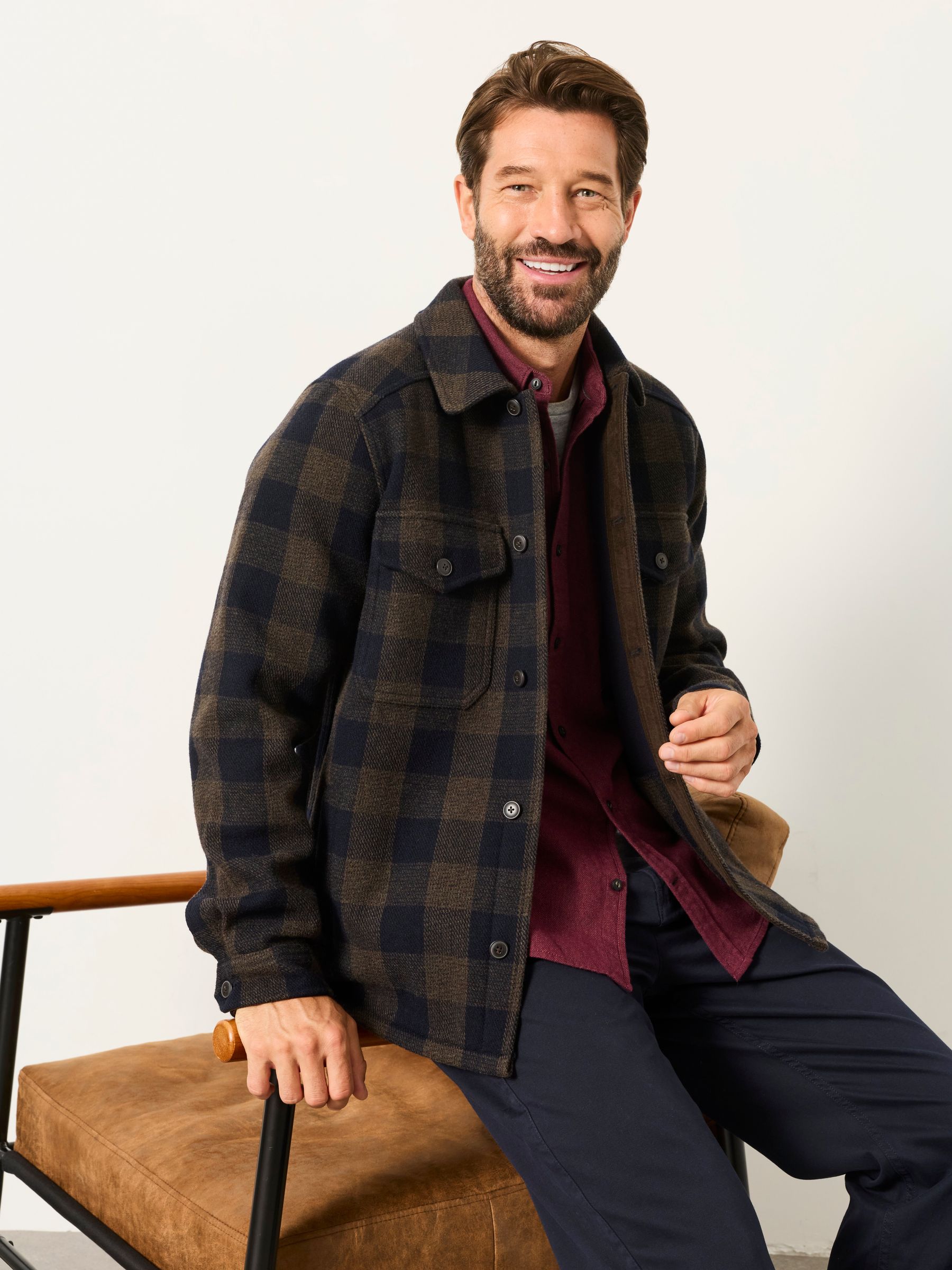 Milton Khaki Green Wool Mix Bonded Overshirt - Image 6 of 7