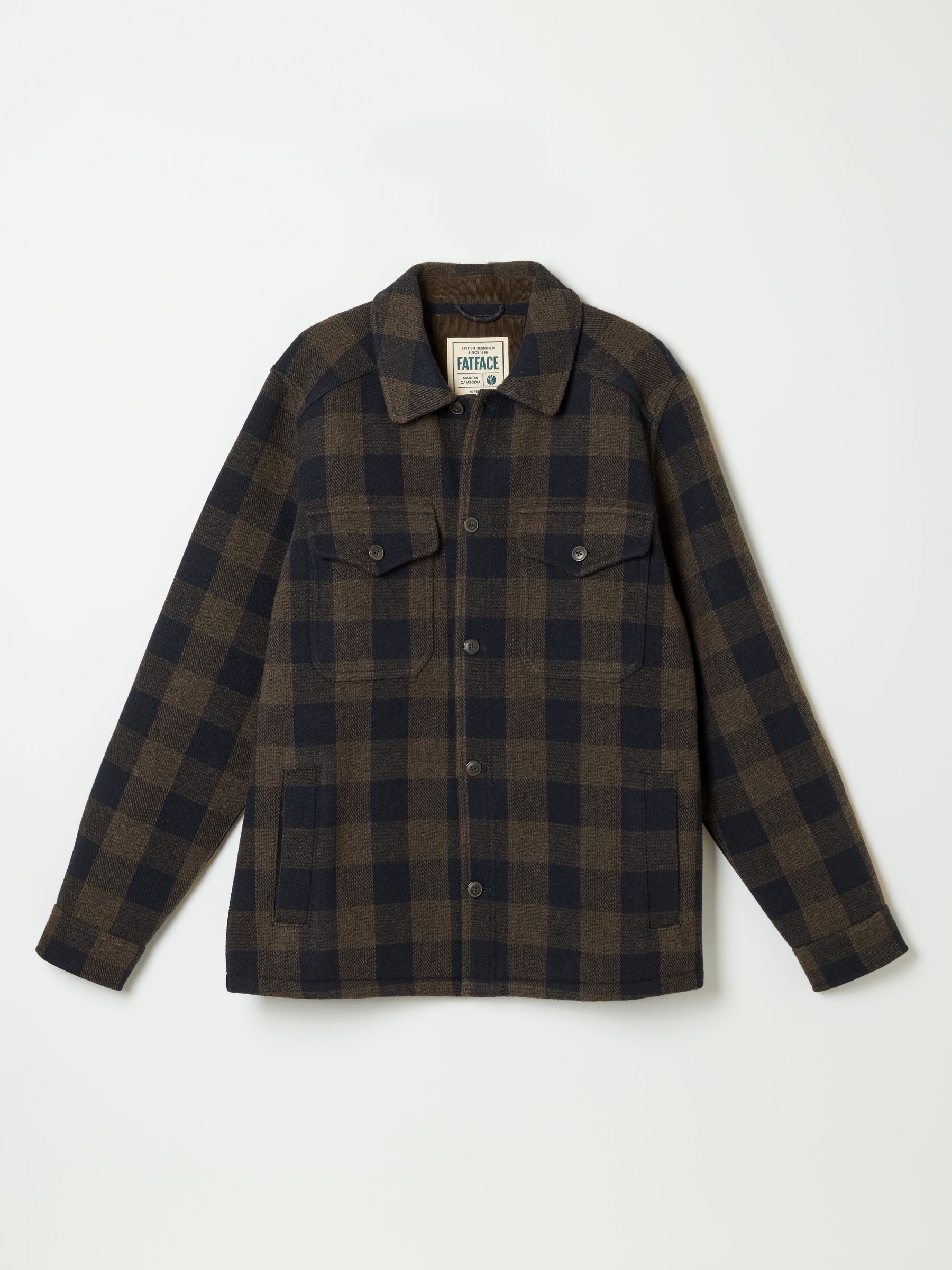 Milton Khaki Green Wool Mix Bonded Overshirt - Image 7 of 7 Milton Khaki Green Wool Mix Bonded Overshirt - Image 7 of 7