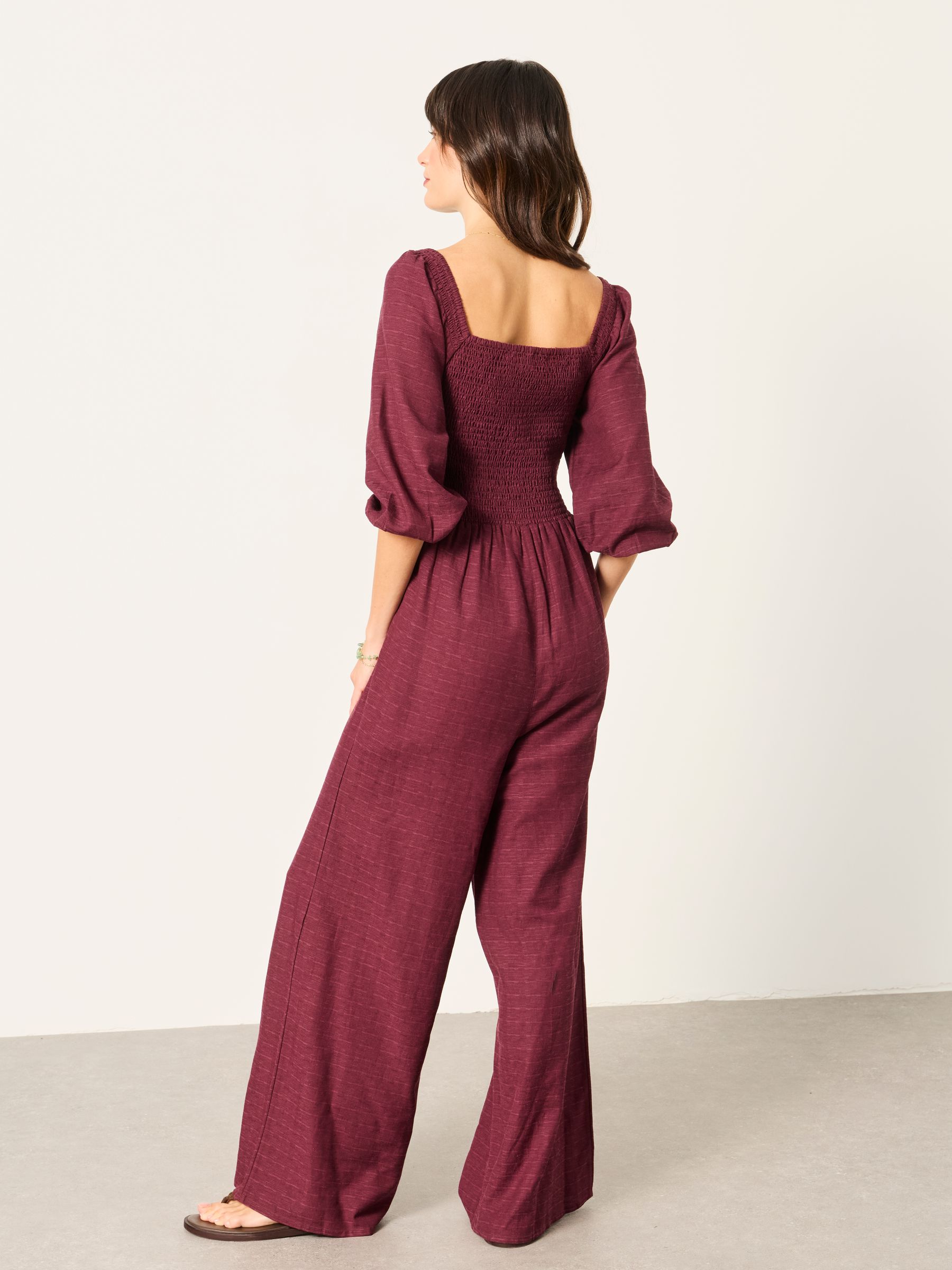 Adele Plum Purple Regular Embroidered Jumpsuit - Image 2 of 5