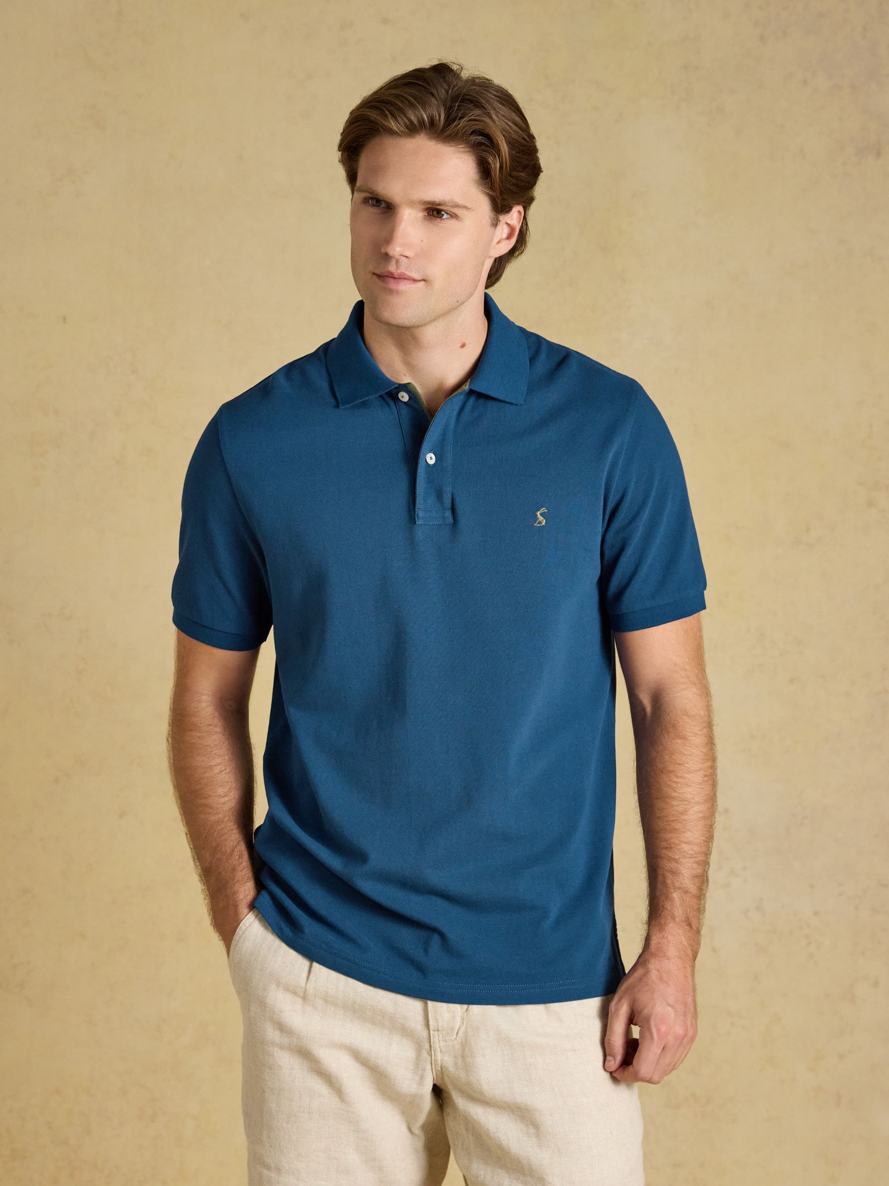 Woody Teal Blue Cotton Pique Polo Shirt - Image 1 of 9