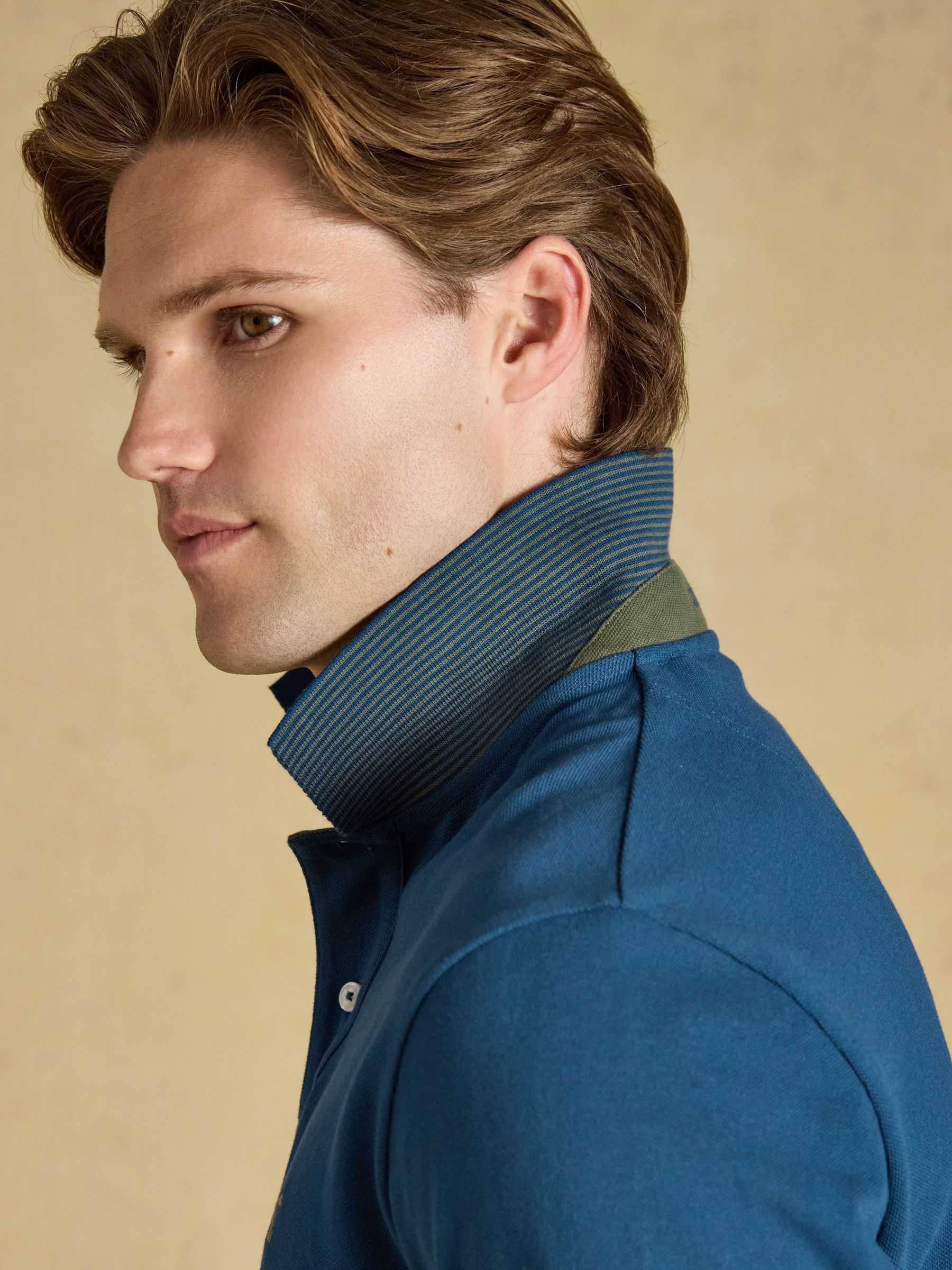 Woody Teal Blue Cotton Pique Polo Shirt - Image 4 of 9