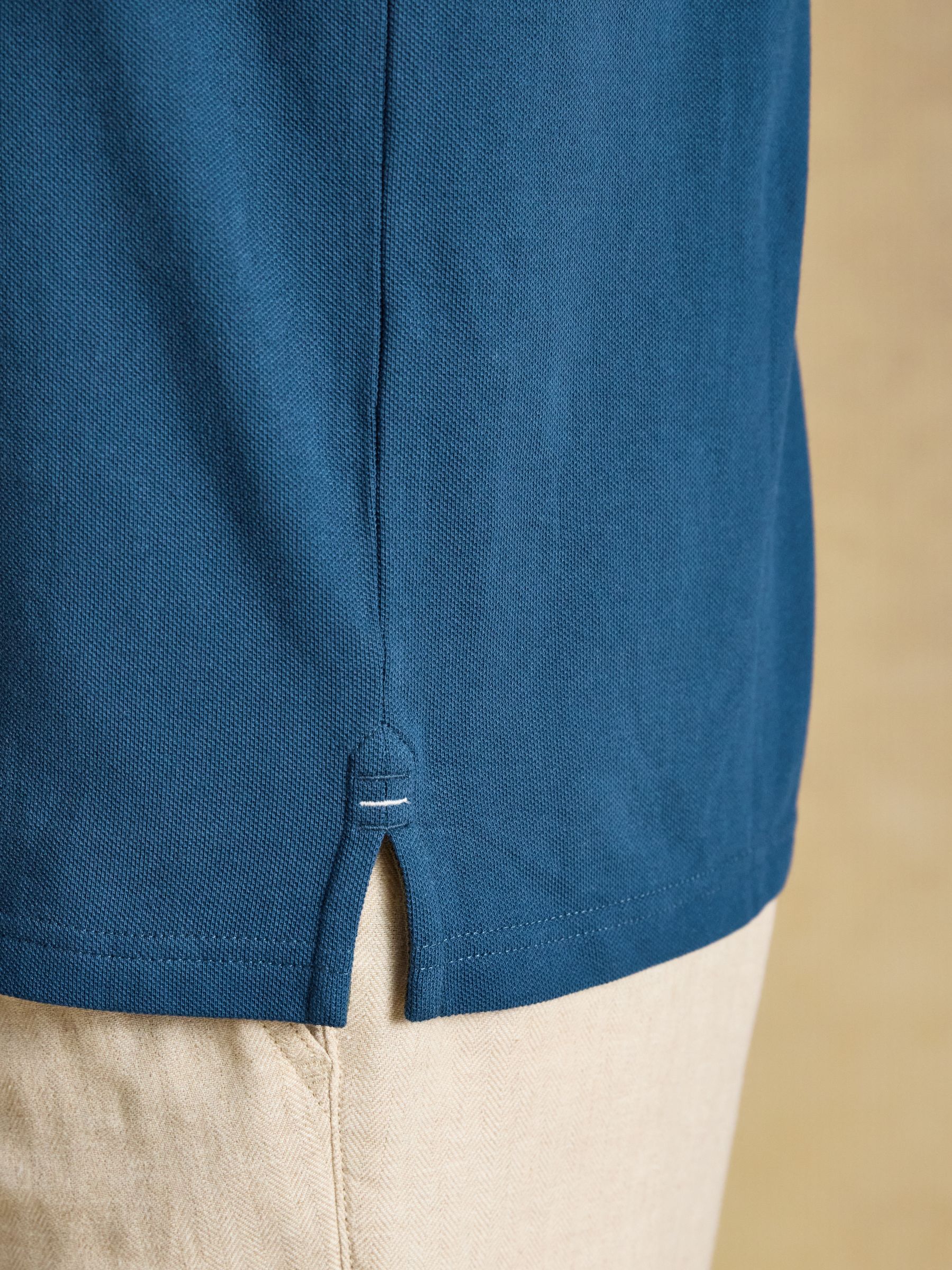 Woody Teal Blue Cotton Pique Polo Shirt - Image 8 of 9