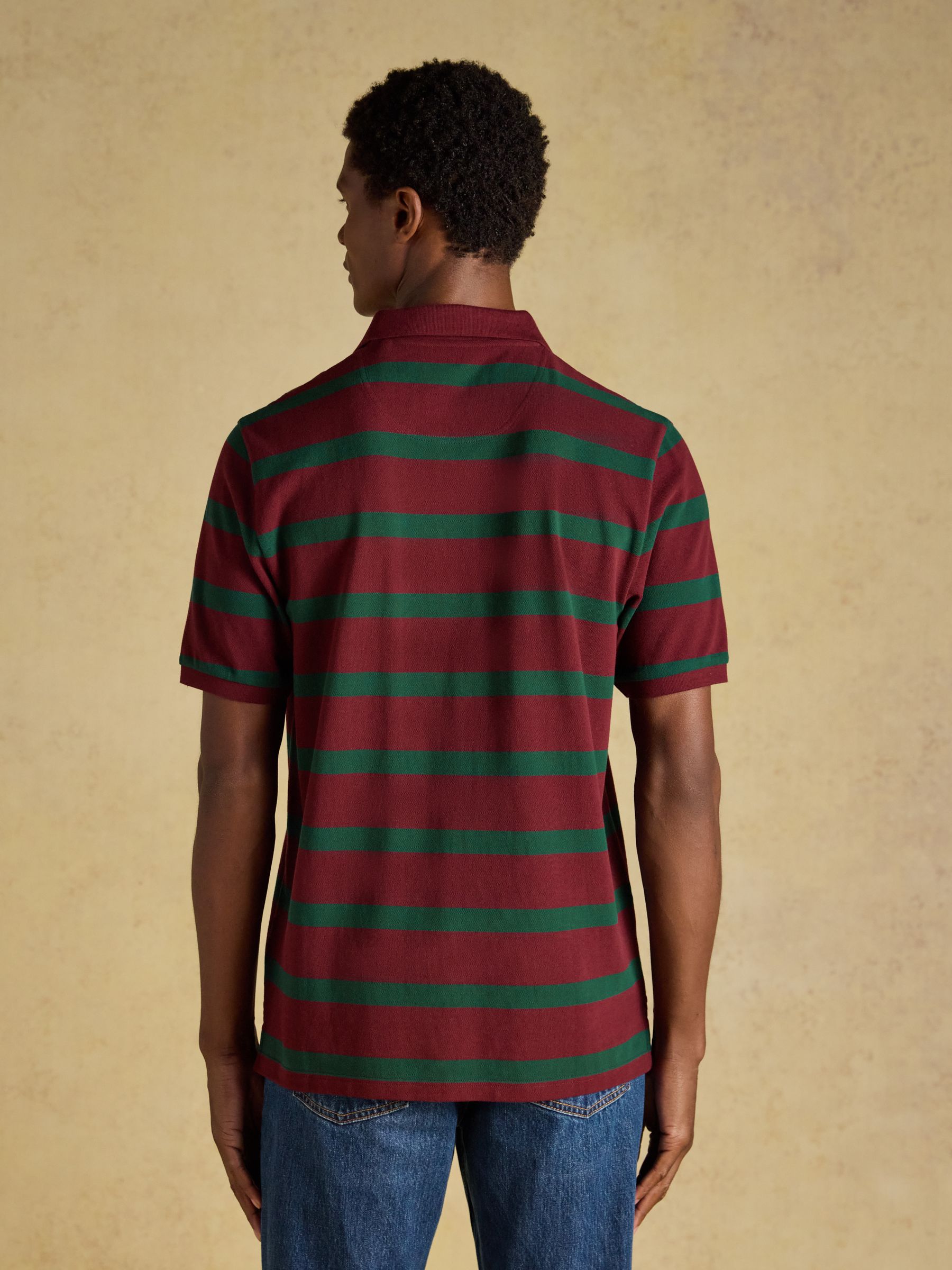 Woody Green & Port Striped Short Sleeve Cotton Pique Polo Shirt - Image 2 of 9 Woody Green & Port Striped Short Sleeve Cotton Pique Polo Shirt - Image 2 of 9