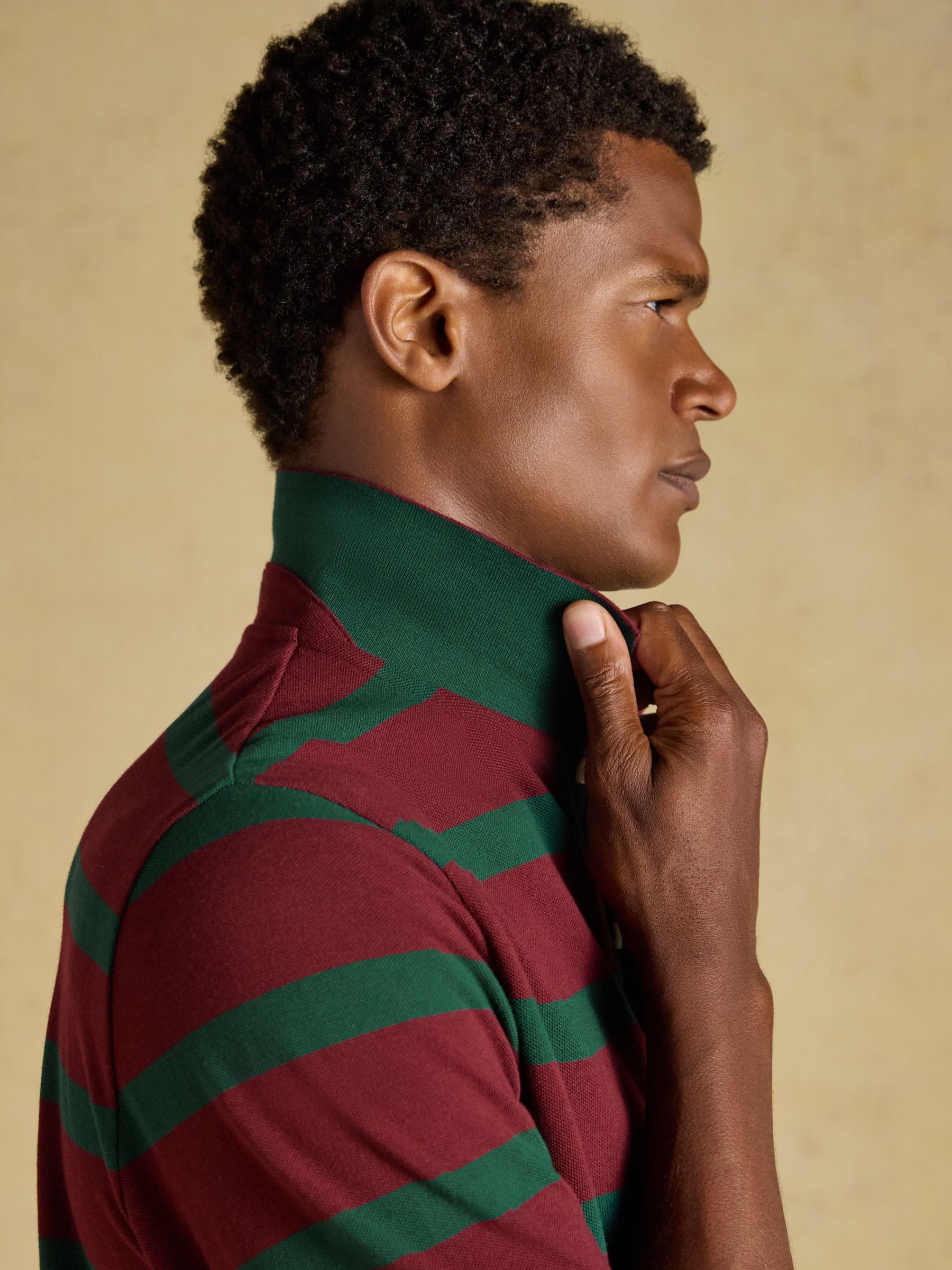 Woody Green & Port Striped Short Sleeve Cotton Pique Polo Shirt - Image 3 of 9