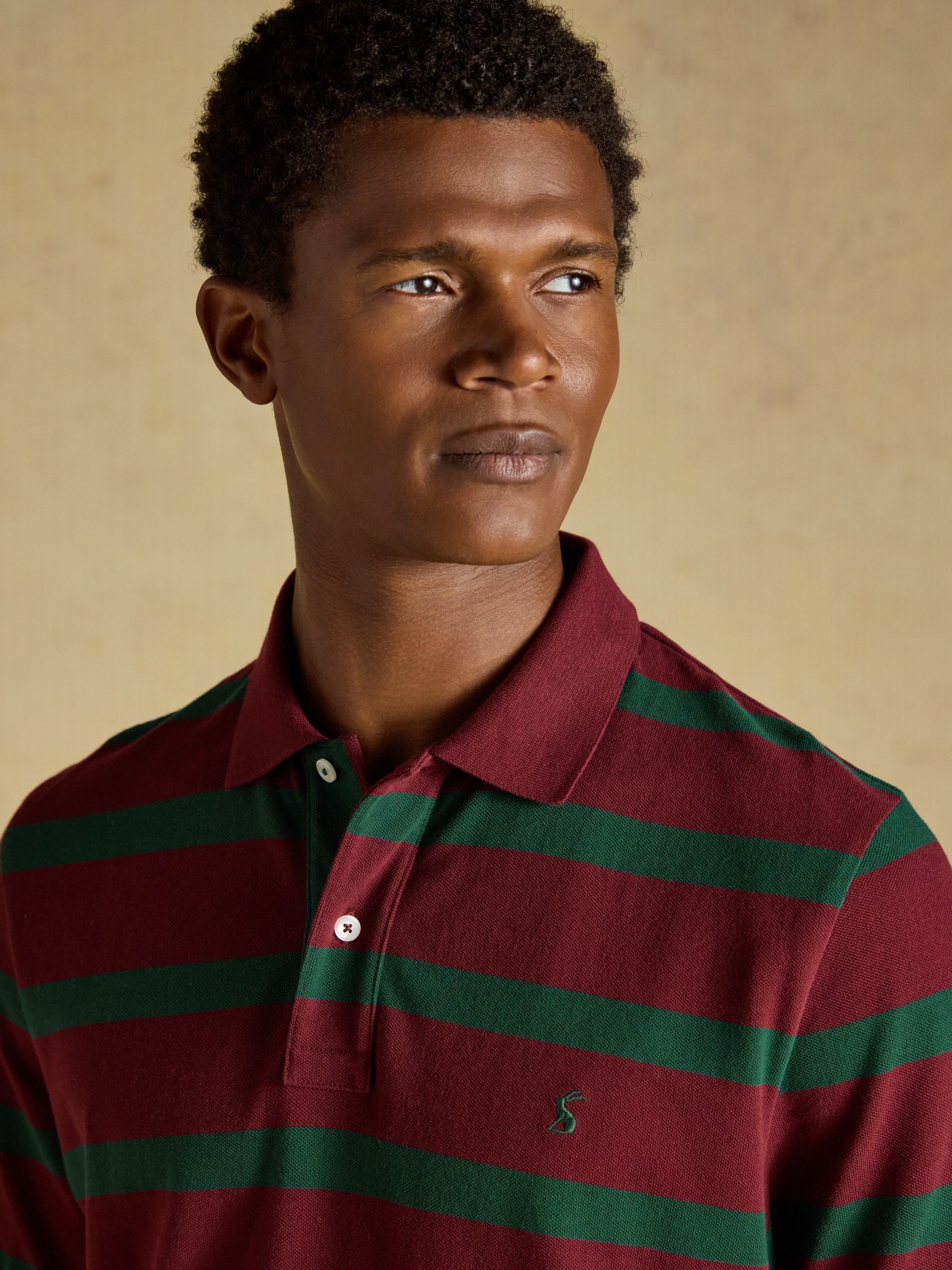 Woody Green & Port Striped Short Sleeve Cotton Pique Polo Shirt - Image 5 of 9