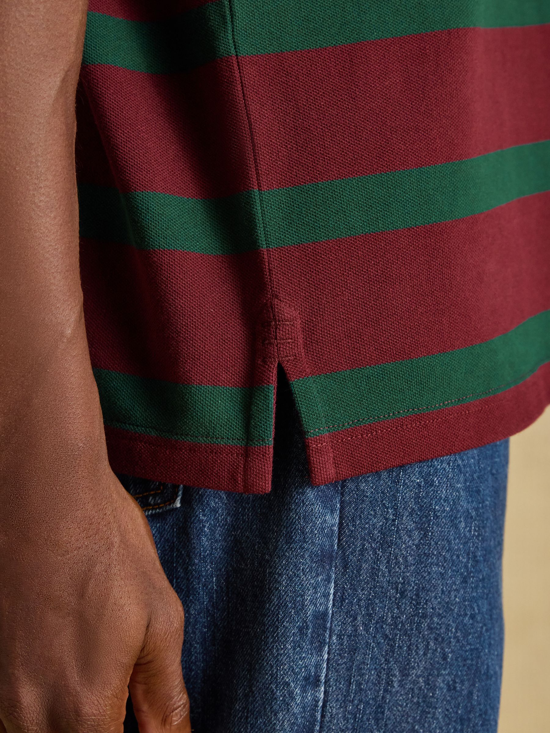 Woody Green & Port Striped Short Sleeve Cotton Pique Polo Shirt - Image 8 of 9