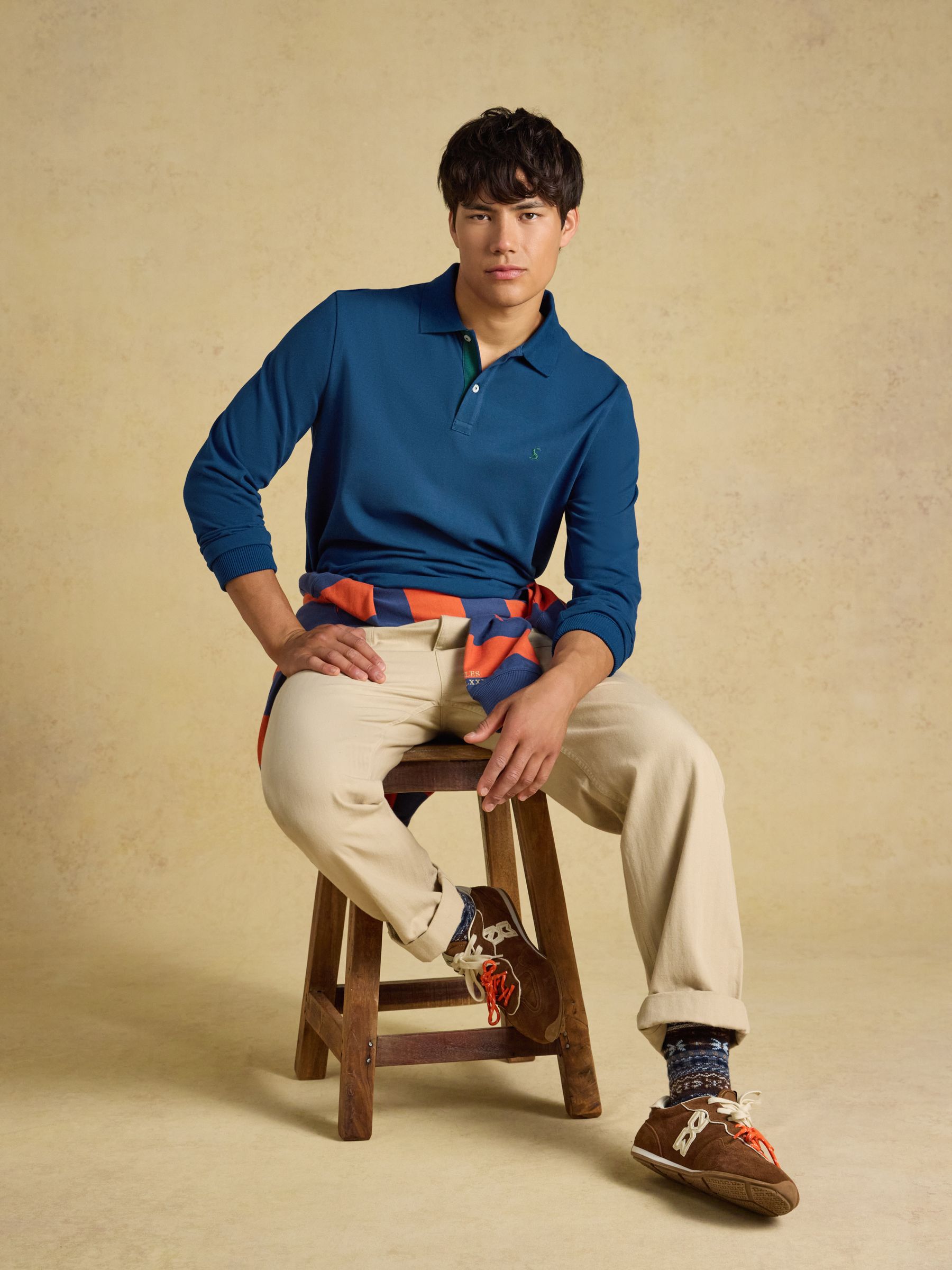 Blue Long Sleeve Cotton Pique Polo Shirt - Image 3 of 9