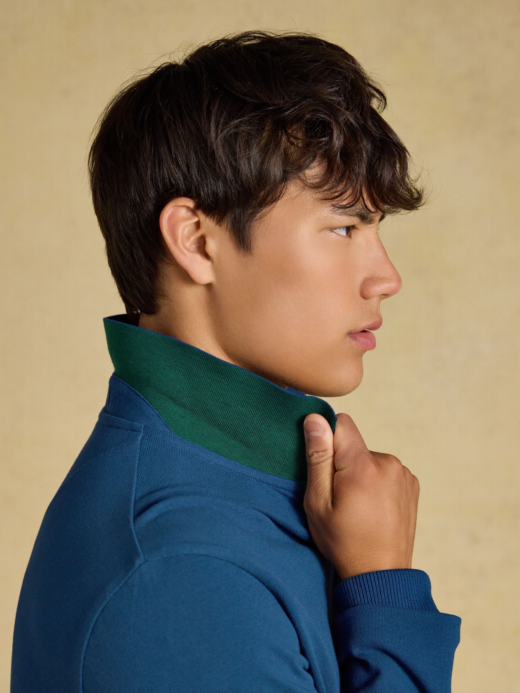 Blue Long Sleeve Cotton Pique Polo Shirt - Image 4 of 9
