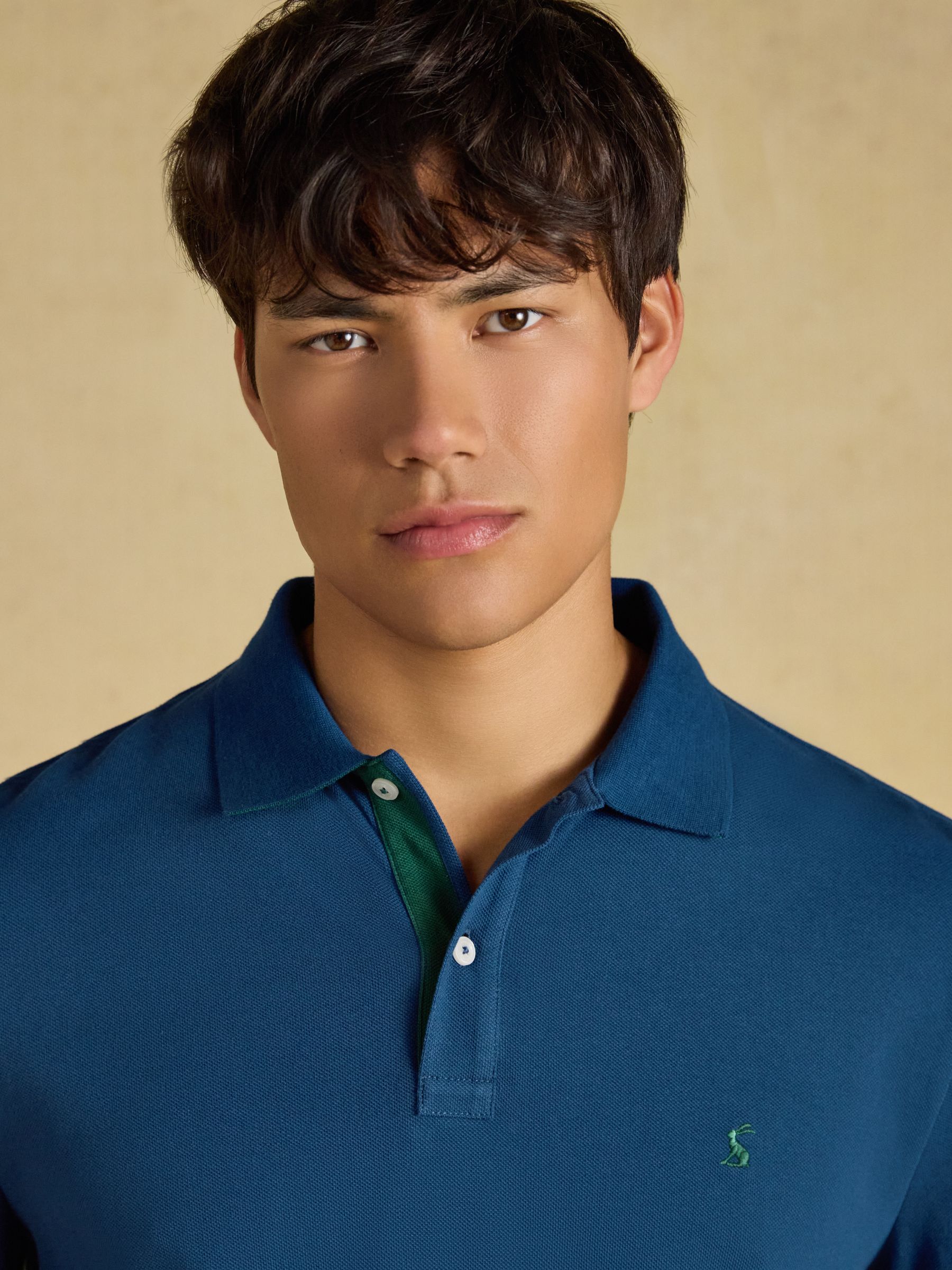 Blue Long Sleeve Cotton Pique Polo Shirt - Image 6 of 9