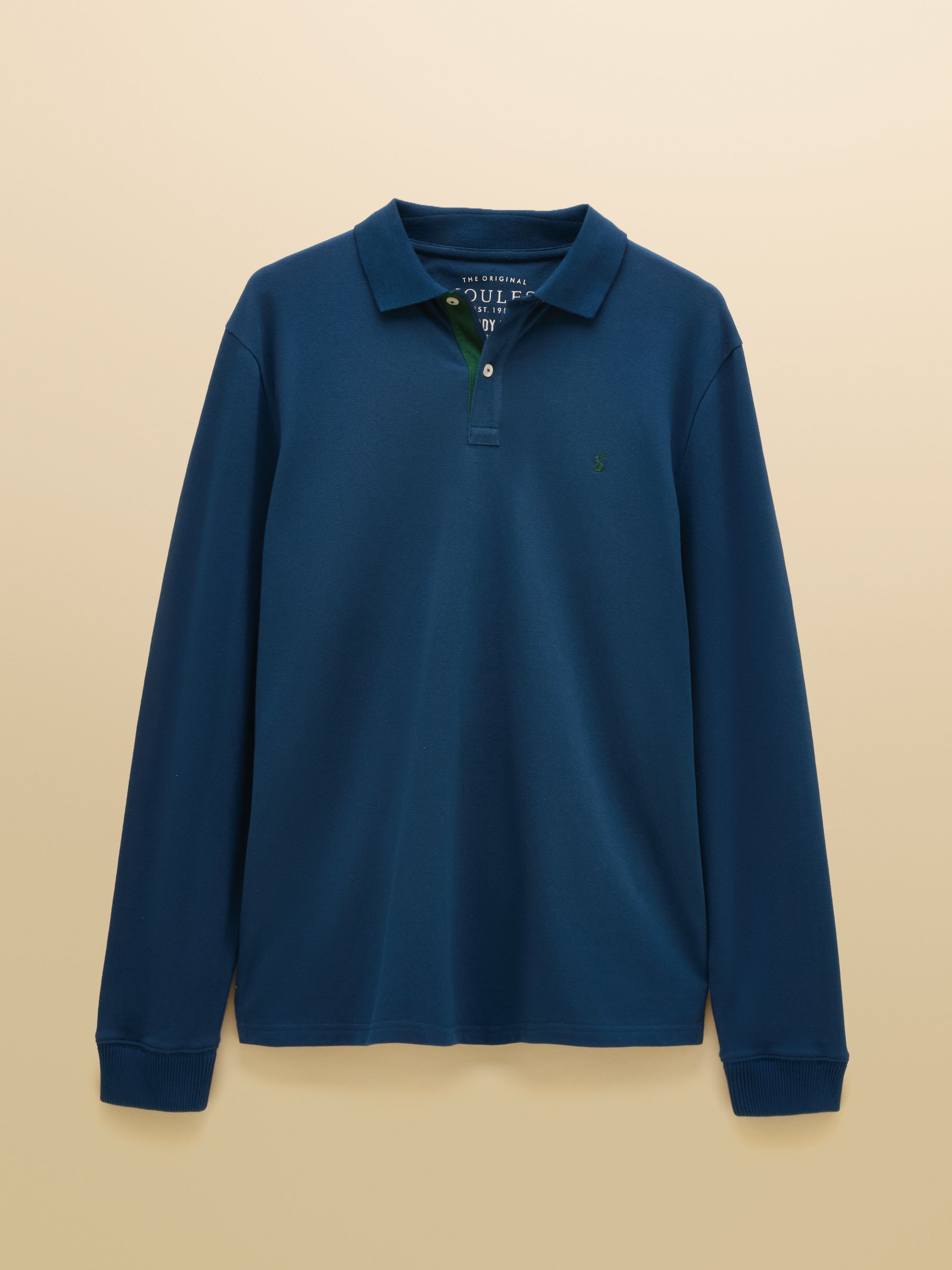 Blue Long Sleeve Cotton Pique Polo Shirt - Image 9 of 9