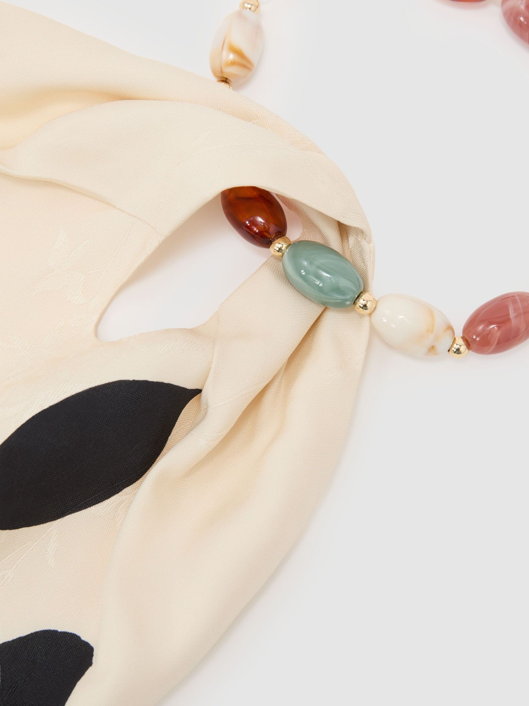 Jacquard Printed Beaded-Halterneck Top in Ivory/Black - Image 10 of 10