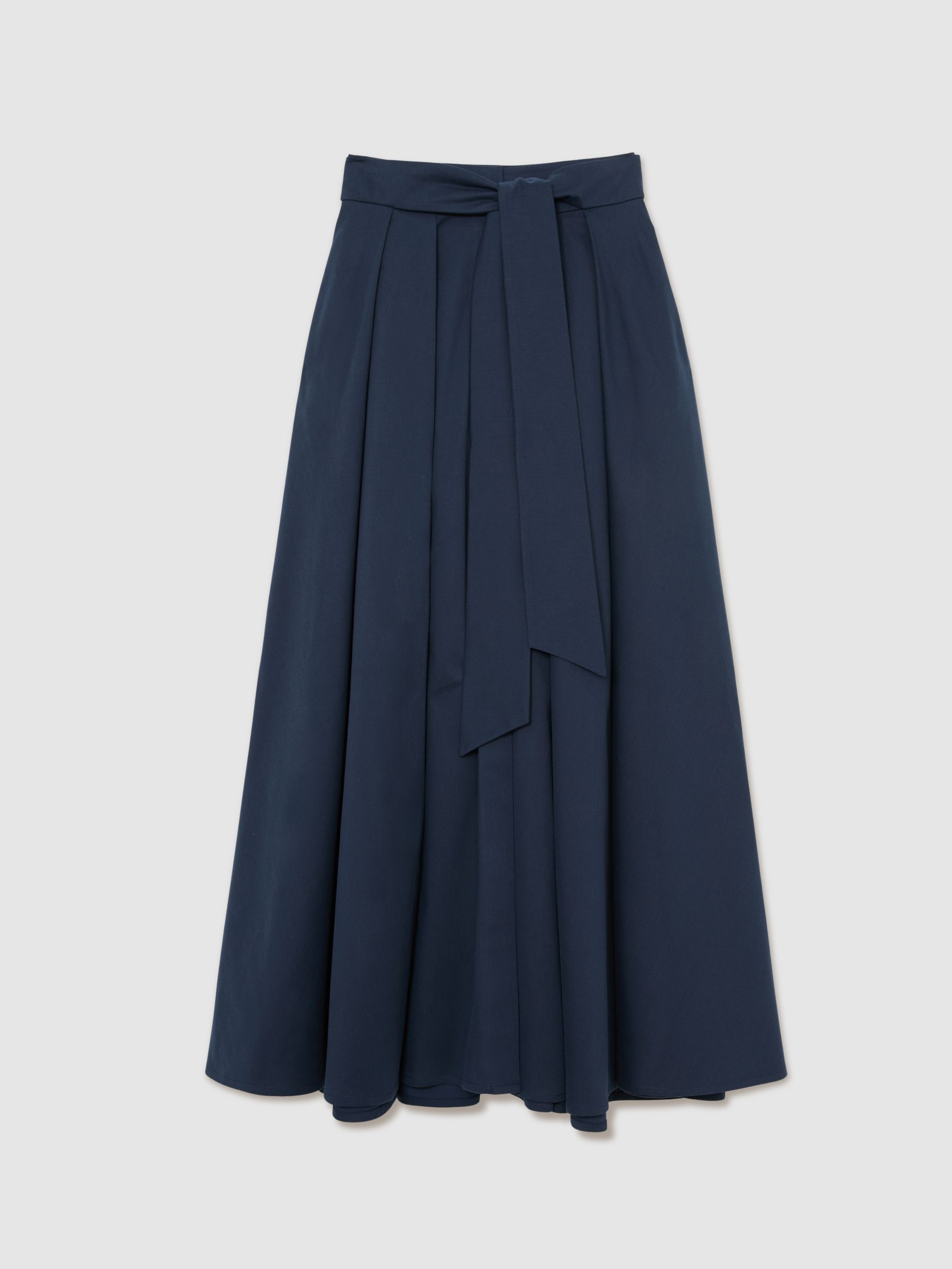 Cotton-Blend Pleated Maxi Skirt in Navy - image 1