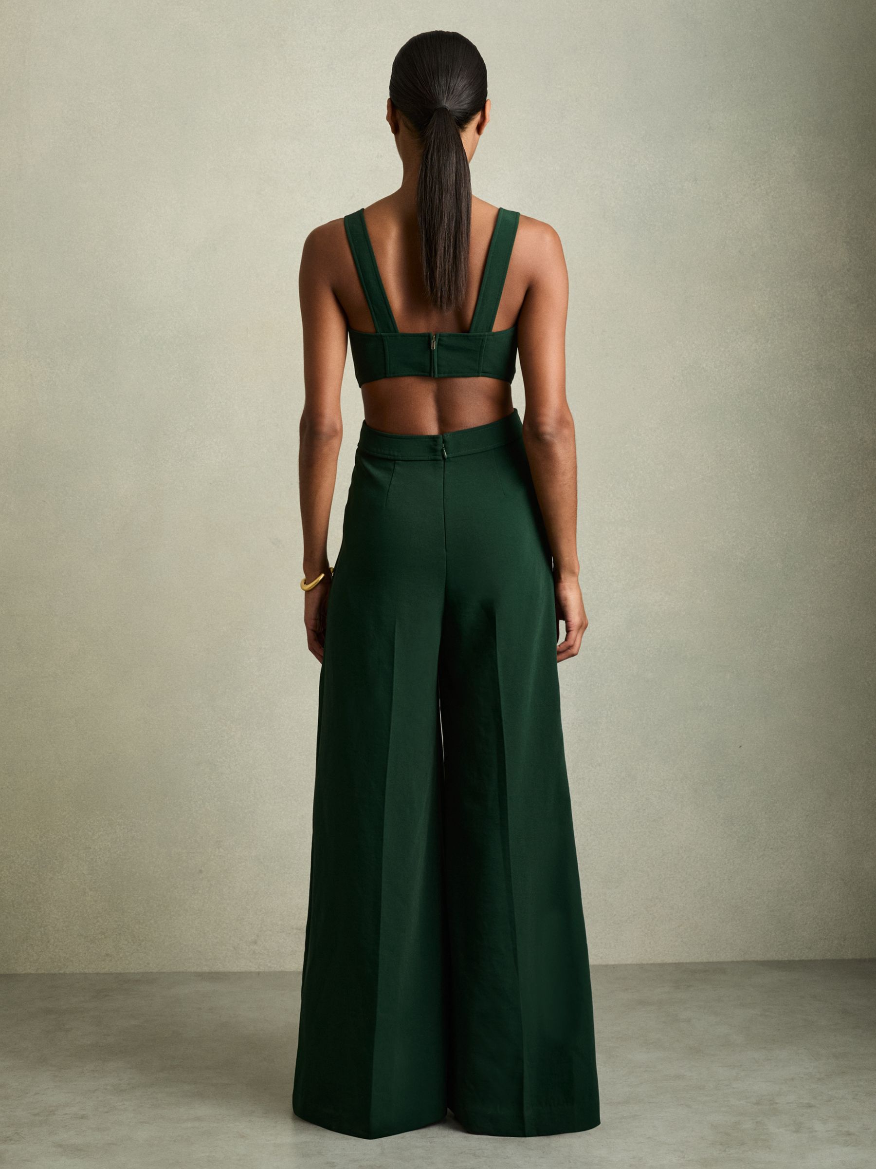 Wide-Leg Cut-Out Jumpsuit in Green - Image 4 of 7