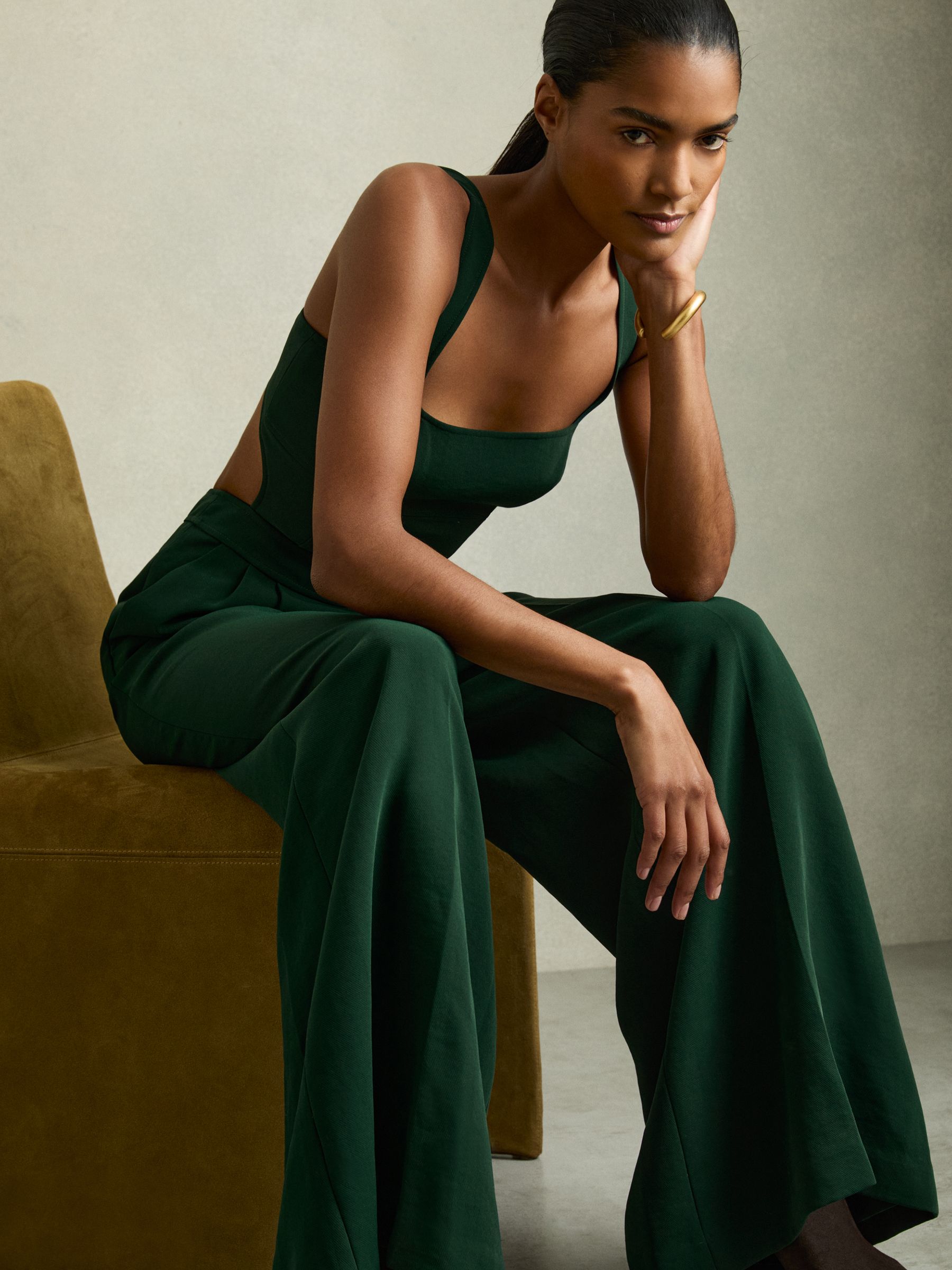Petite Wide-Leg Cut-Out Jumpsuit in Green - image 4