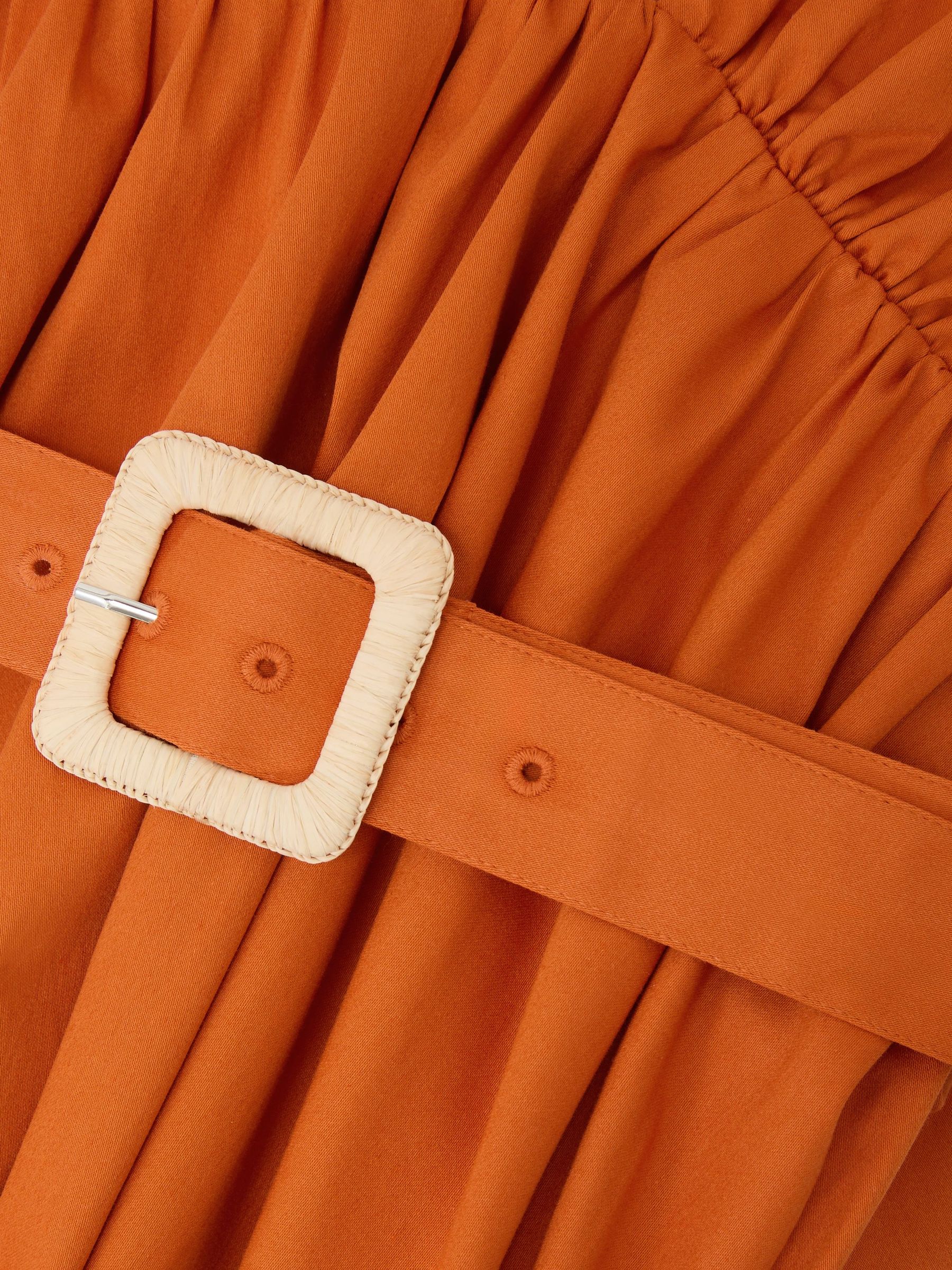Cotton Halterneck Belted Midi Dress in Orange - image 3