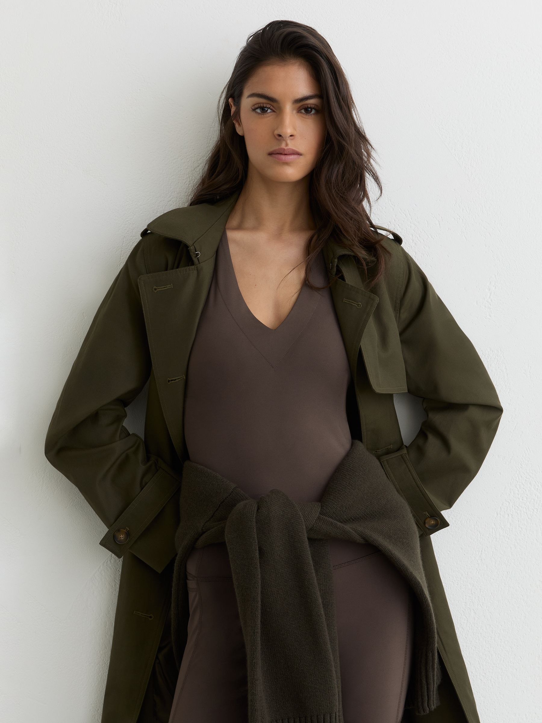 V-Neck Cross-Back Sports Top in Taupe Brown - image 5