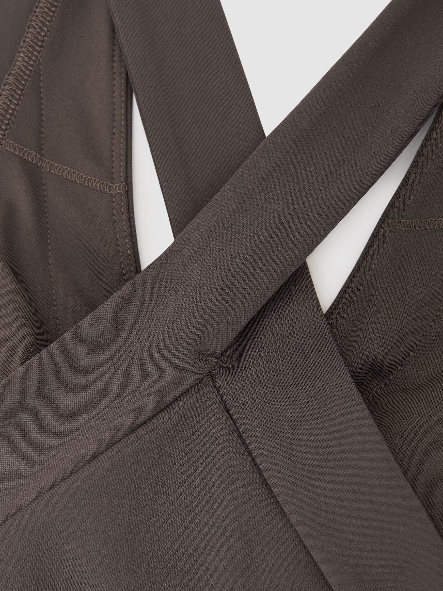 V-Neck Cross-Back Sports Top in Taupe Brown - Image 6 of 6