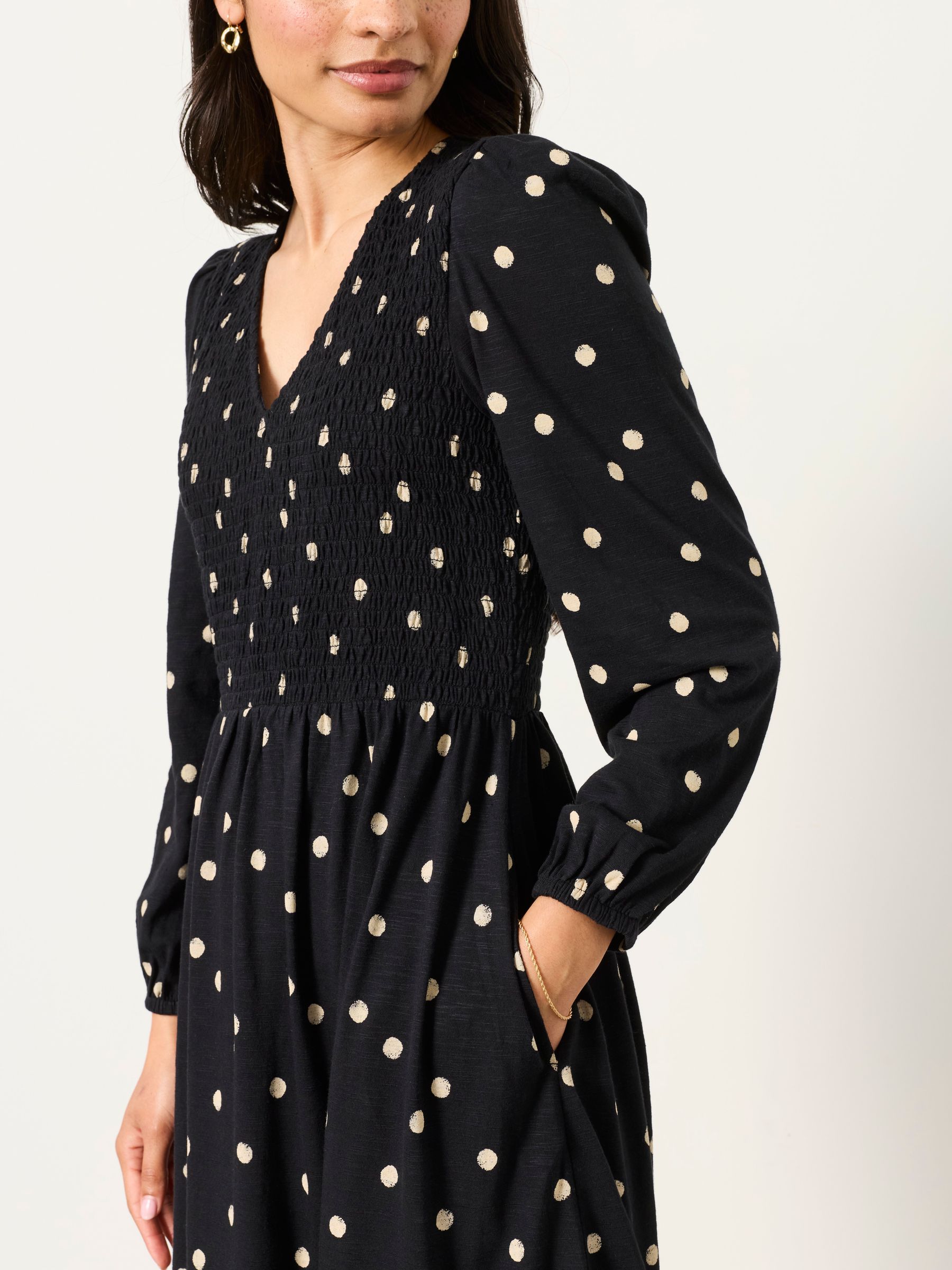 Danni Black Spot Regular Midi Dress - Image 3 of 5
