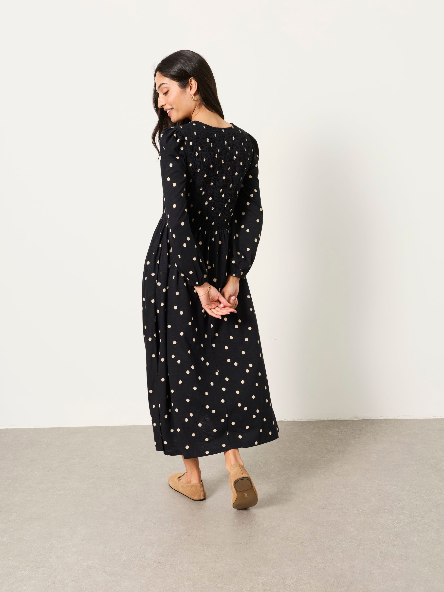 Danni Black Spot Petite Midi Dress - Image 2 of 5