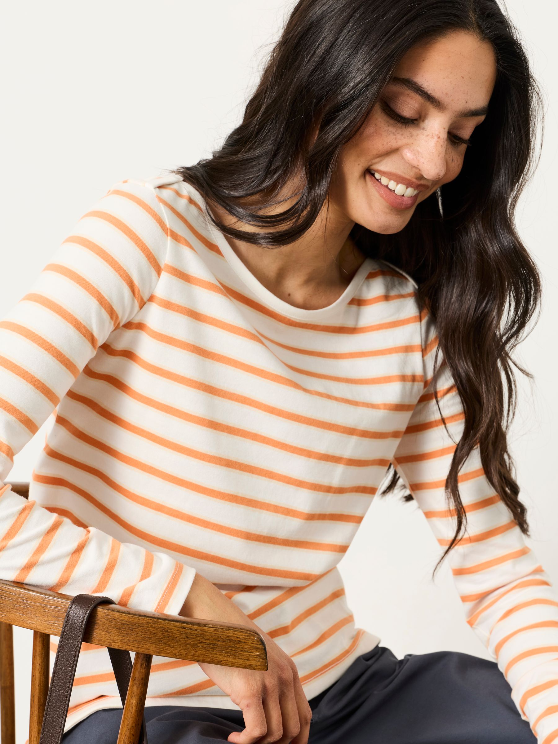 Breton Orange Striped 100% Cotton T-Shirt - Image 1 of 5