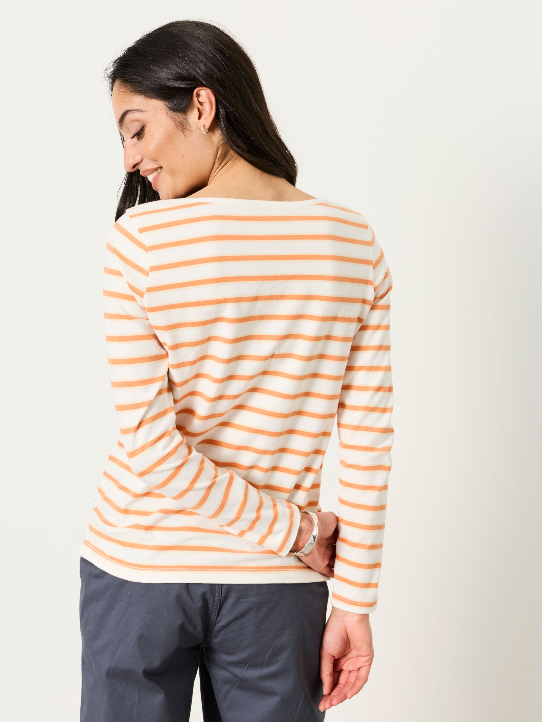 Breton Orange Striped 100% Cotton T-Shirt - Image 2 of 5
