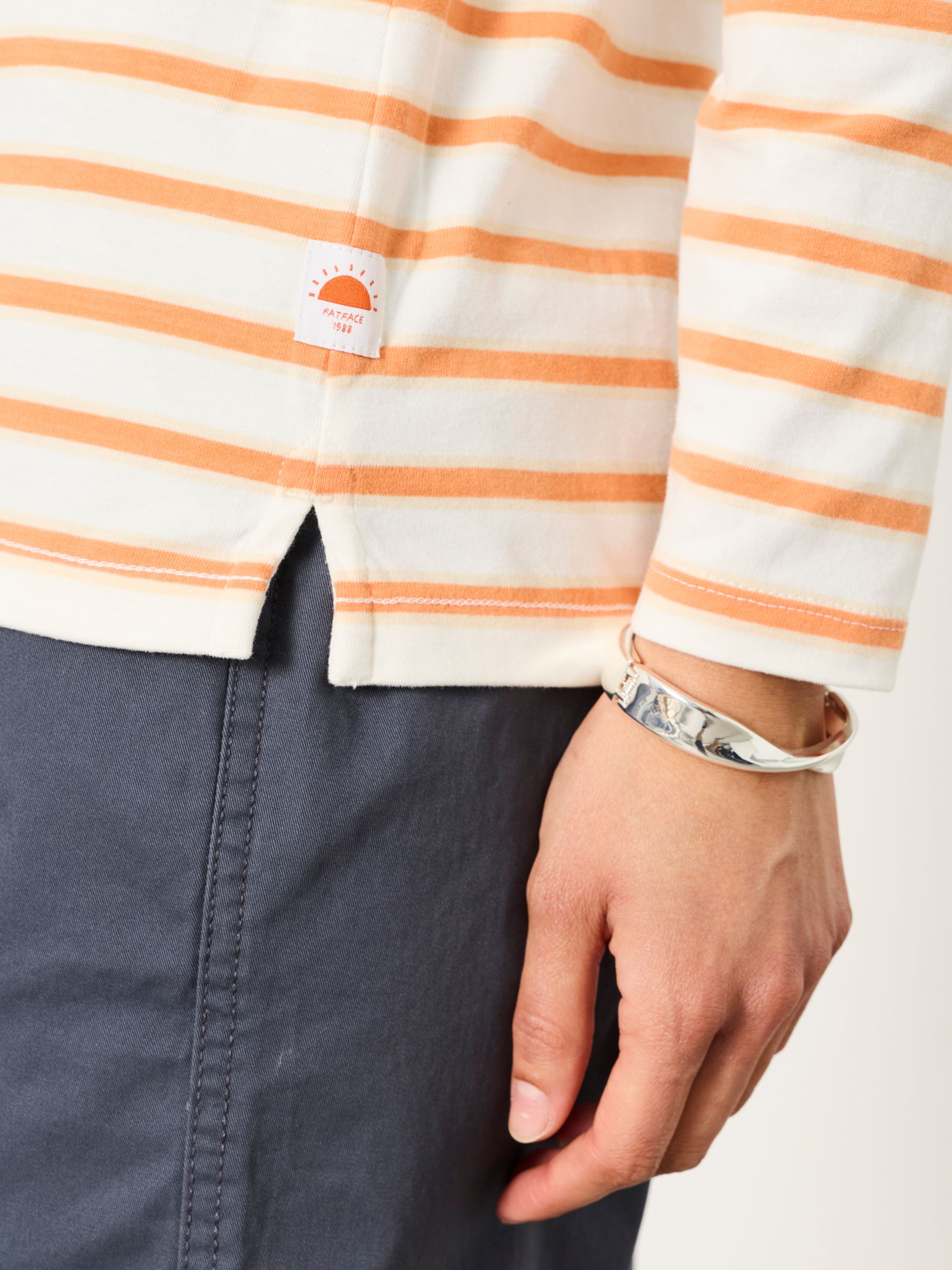 Breton Orange Striped 100% Cotton T-Shirt - Image 3 of 5