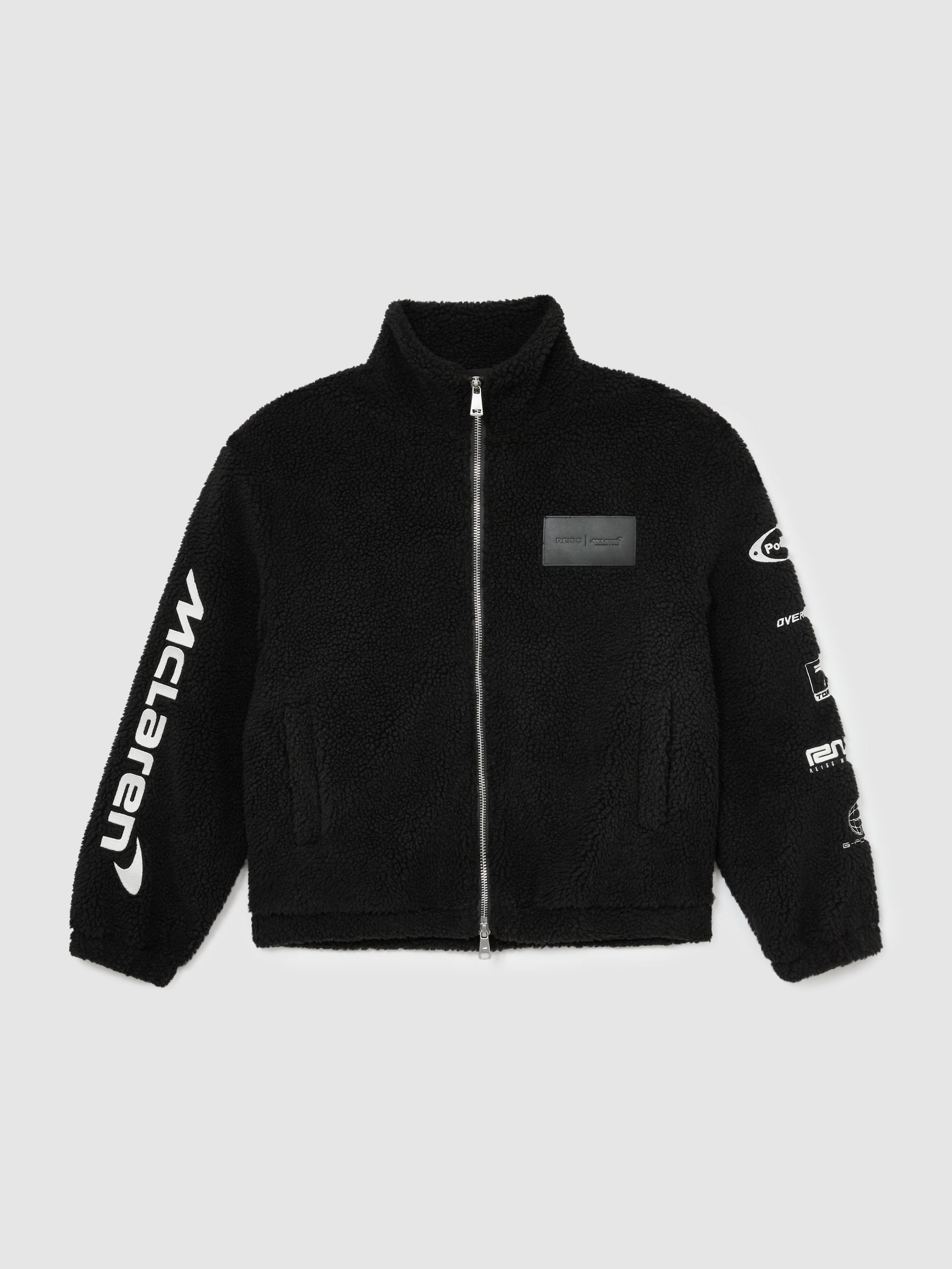 McLaren Black Racing Logo Fleece Jacket Unisex-Fit in Black - Image 2 of 9 McLaren Black Racing Logo Fleece Jacket Unisex-Fit in Black - Image 2 of 9