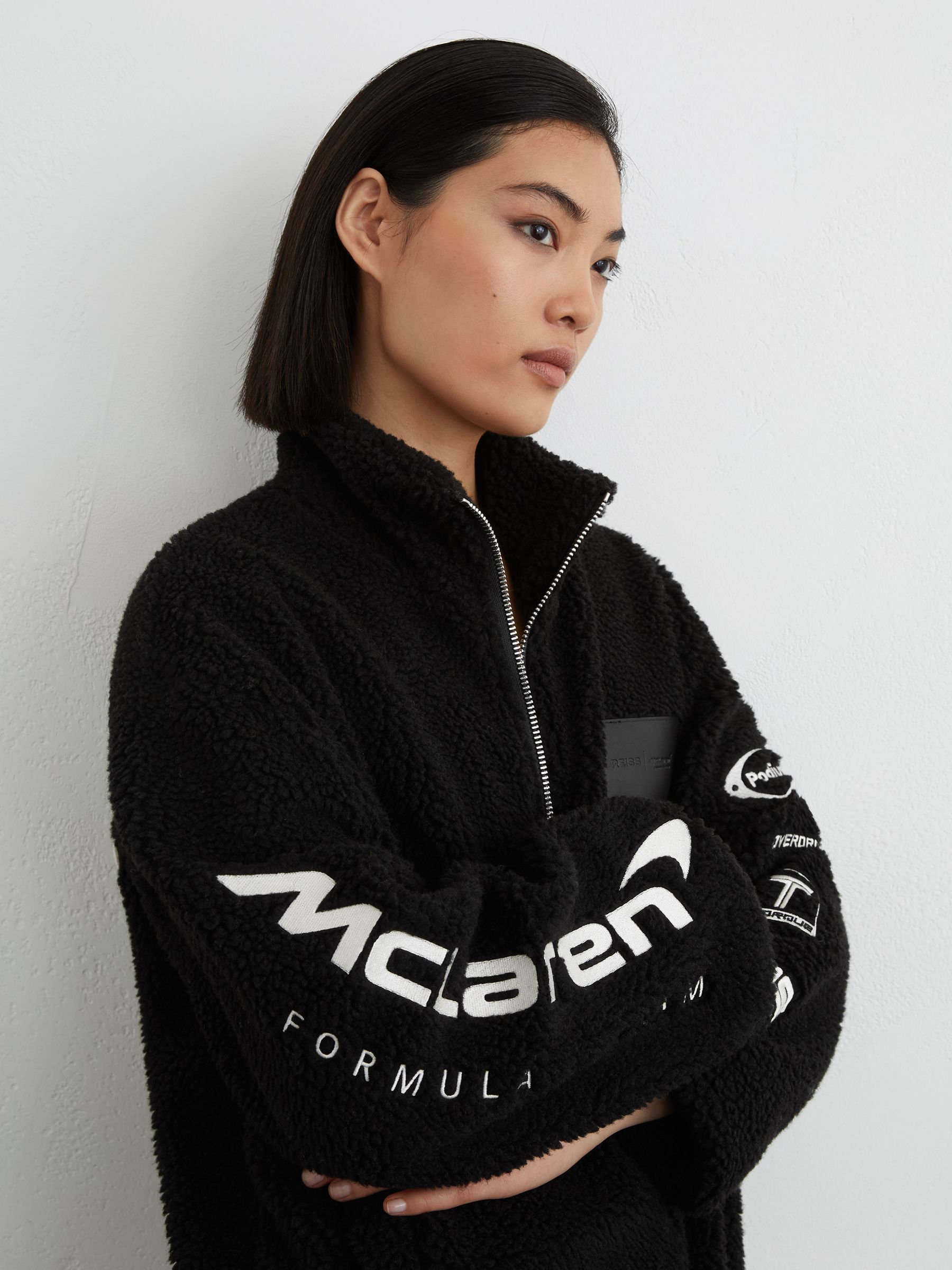 McLaren Black Racing Logo Fleece Jacket Unisex-Fit in Black - Image 4 of 9