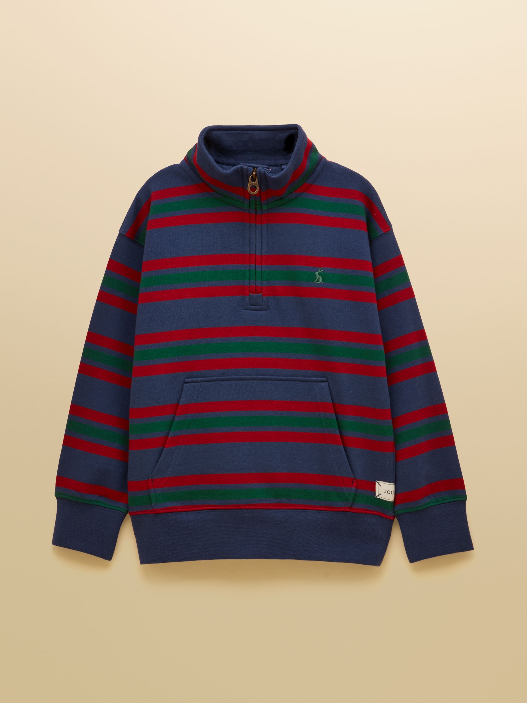Kids' Alfie Navy Port Stripe Quarter Zip Sweatshirt - Image 1 of 5