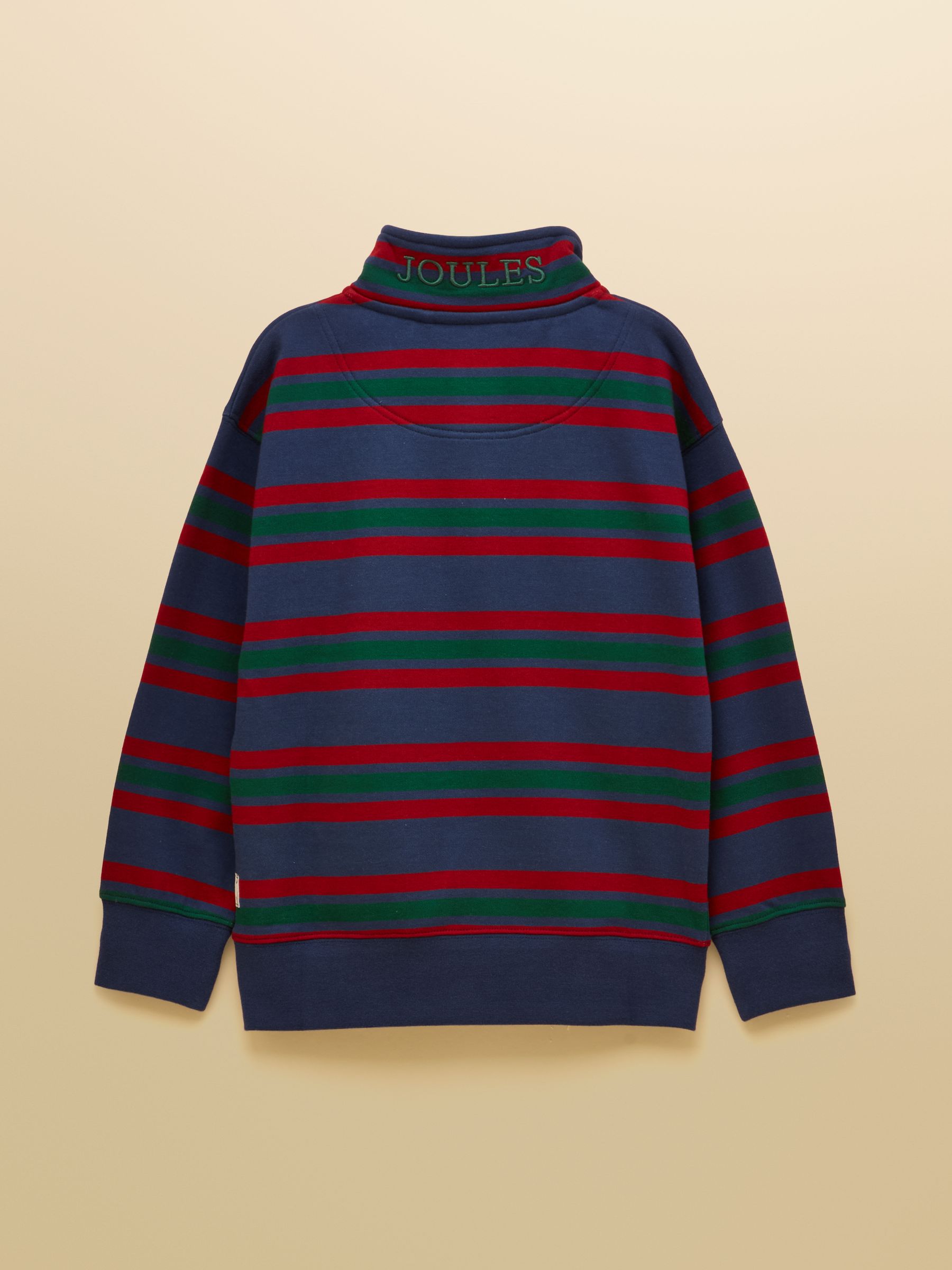Kids' Alfie Navy Port Stripe Quarter Zip Sweatshirt - Image 2 of 5