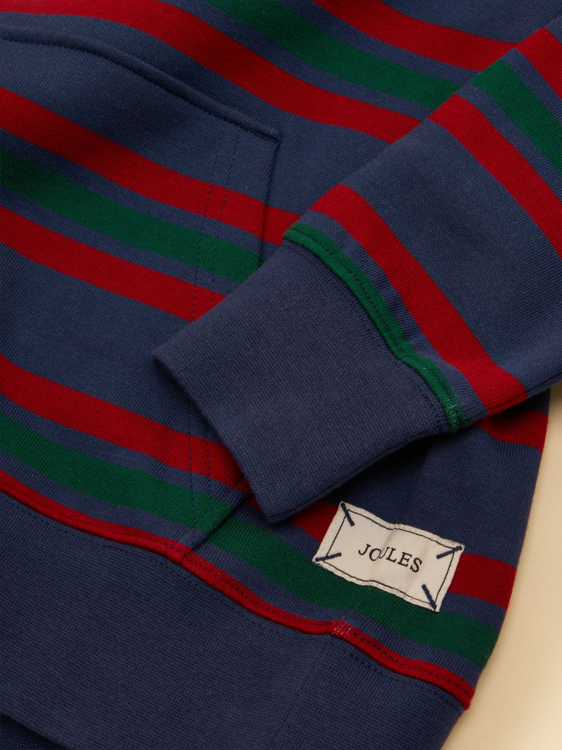 Kids' Alfie Navy Port Stripe Quarter Zip Sweatshirt - Image 3 of 5