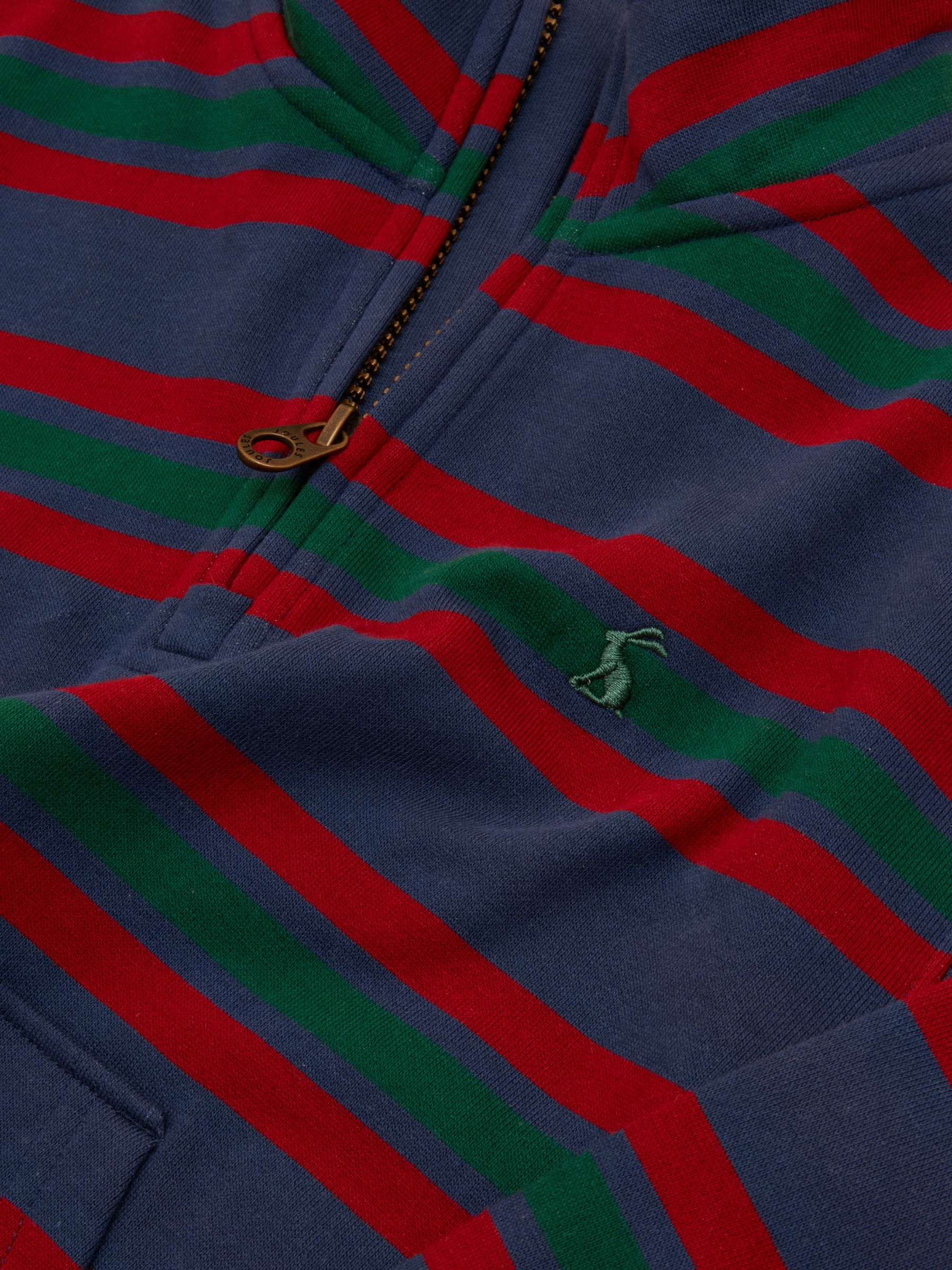 Kids' Alfie Navy Port Stripe Quarter Zip Sweatshirt - Image 4 of 5