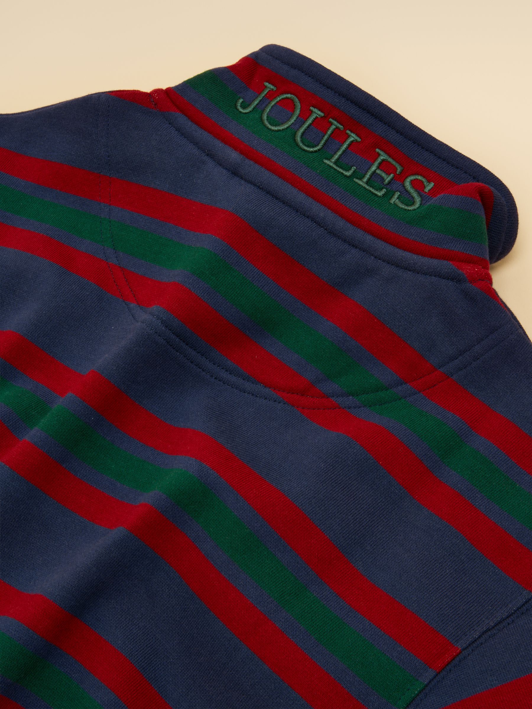 Kids' Alfie Navy Port Stripe Quarter Zip Sweatshirt - Image 5 of 5