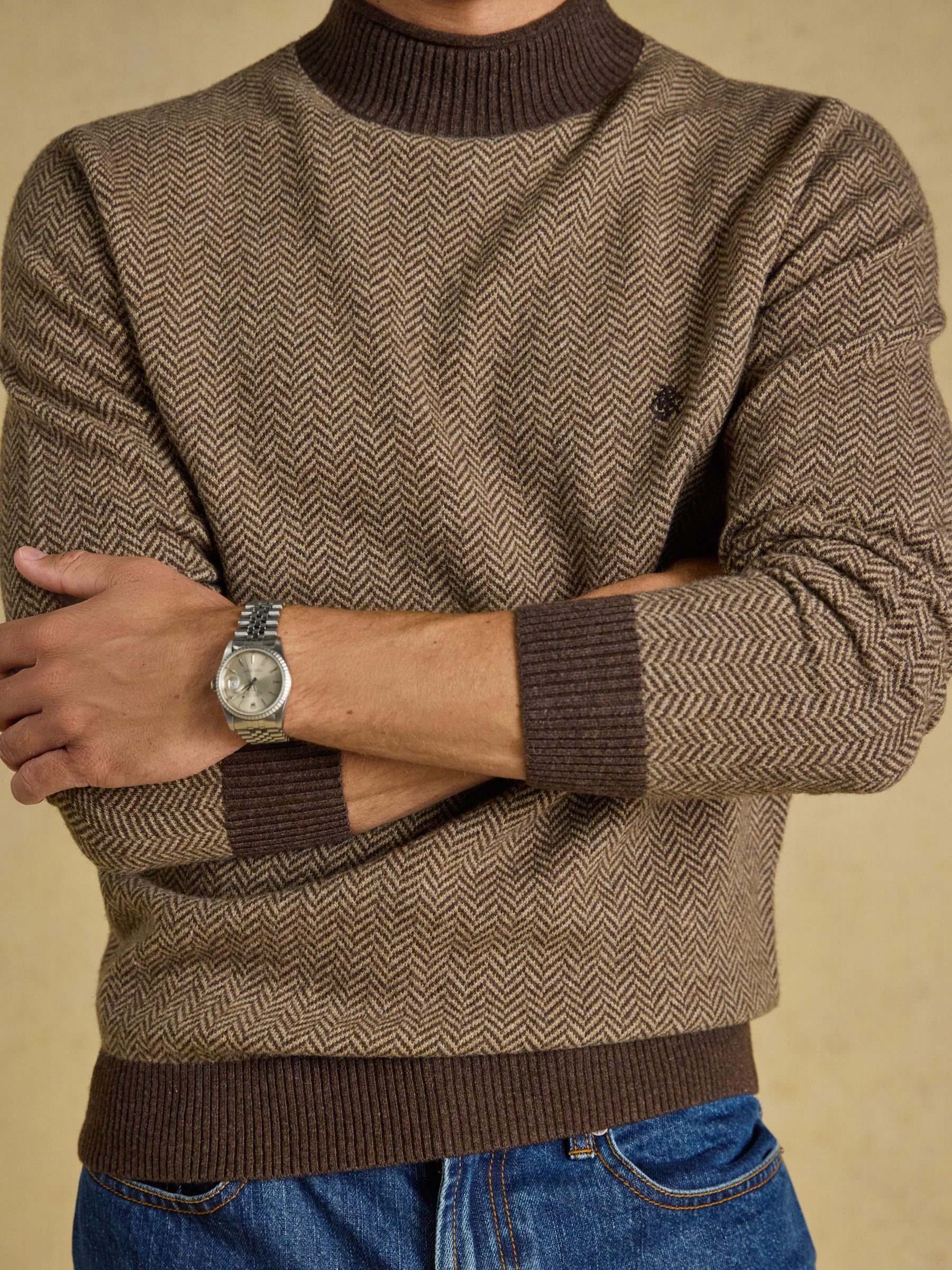 Highland Brown Wool Rich Roll Neck Jumper - Image 5 of 9