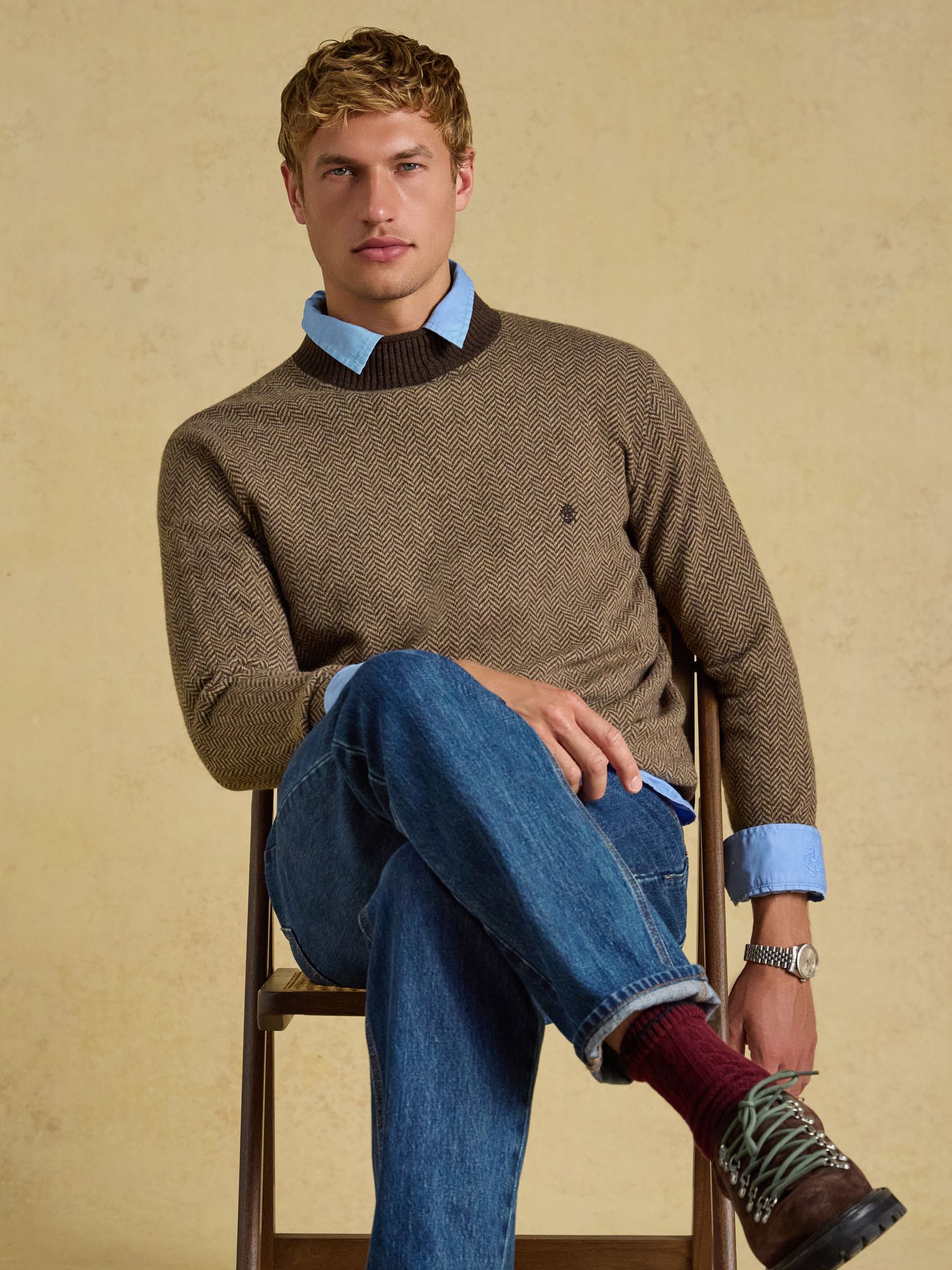 Highland Brown Wool Rich Roll Neck Jumper - Image 6 of 9