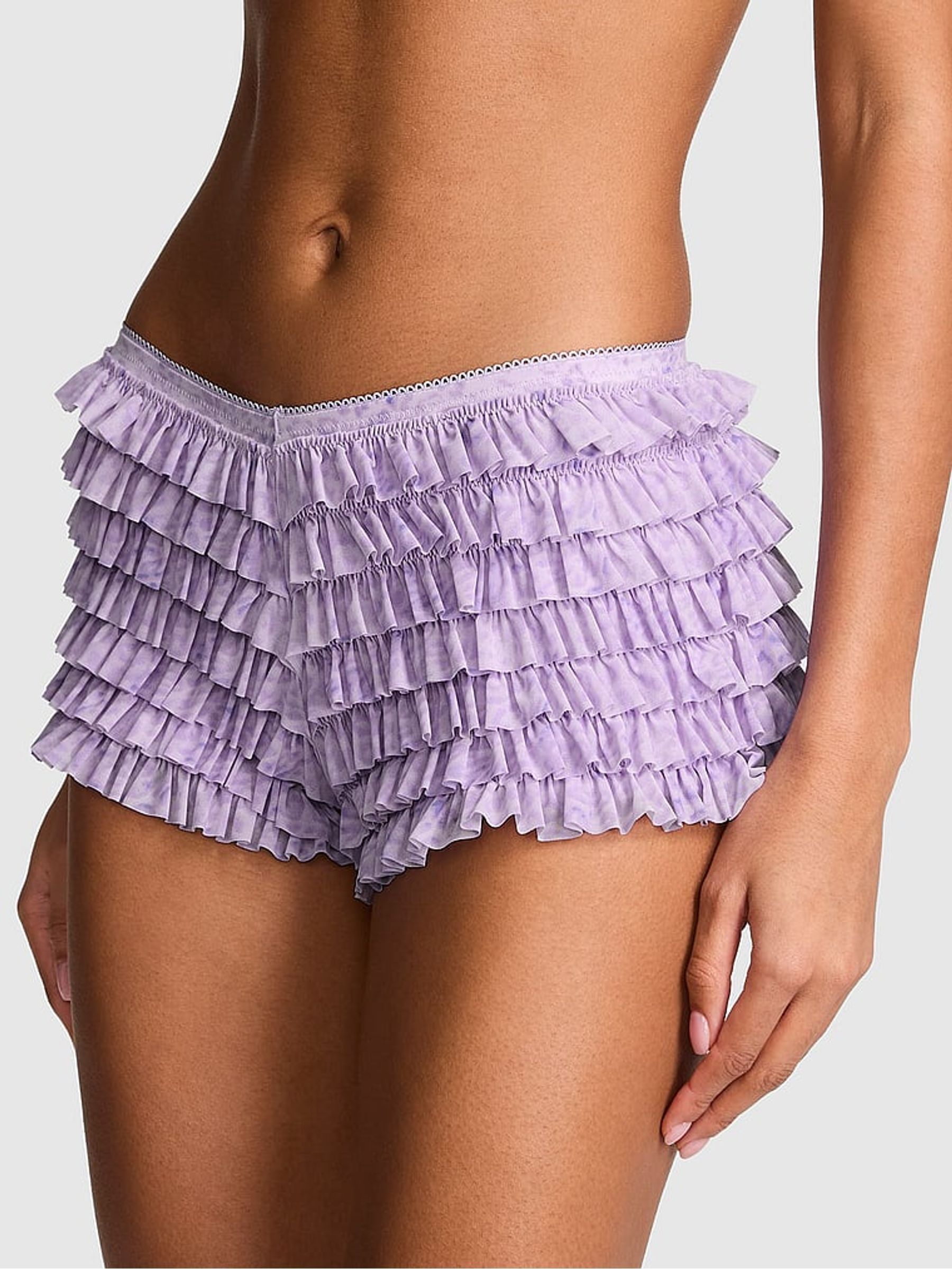 Lavender Purple  Leopard Print Short Mesh Knickers - Image 1 of 2