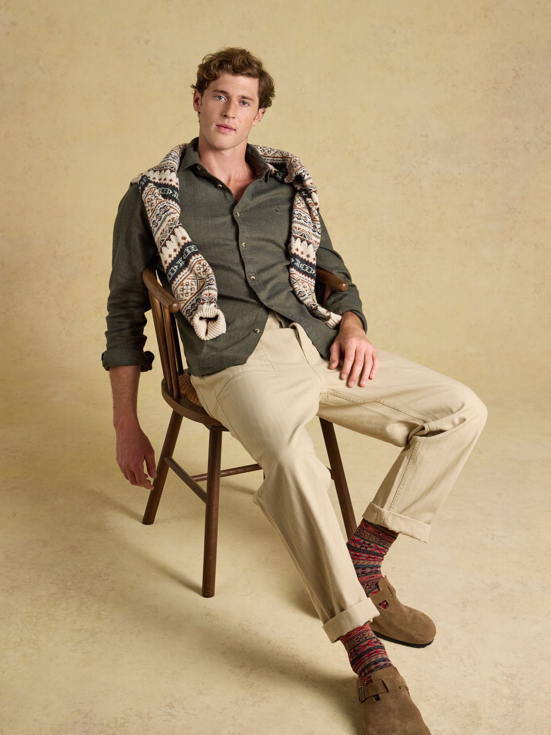 Khaki Green Long Sleeve Linen Blend Shirt - Image 4 of 8