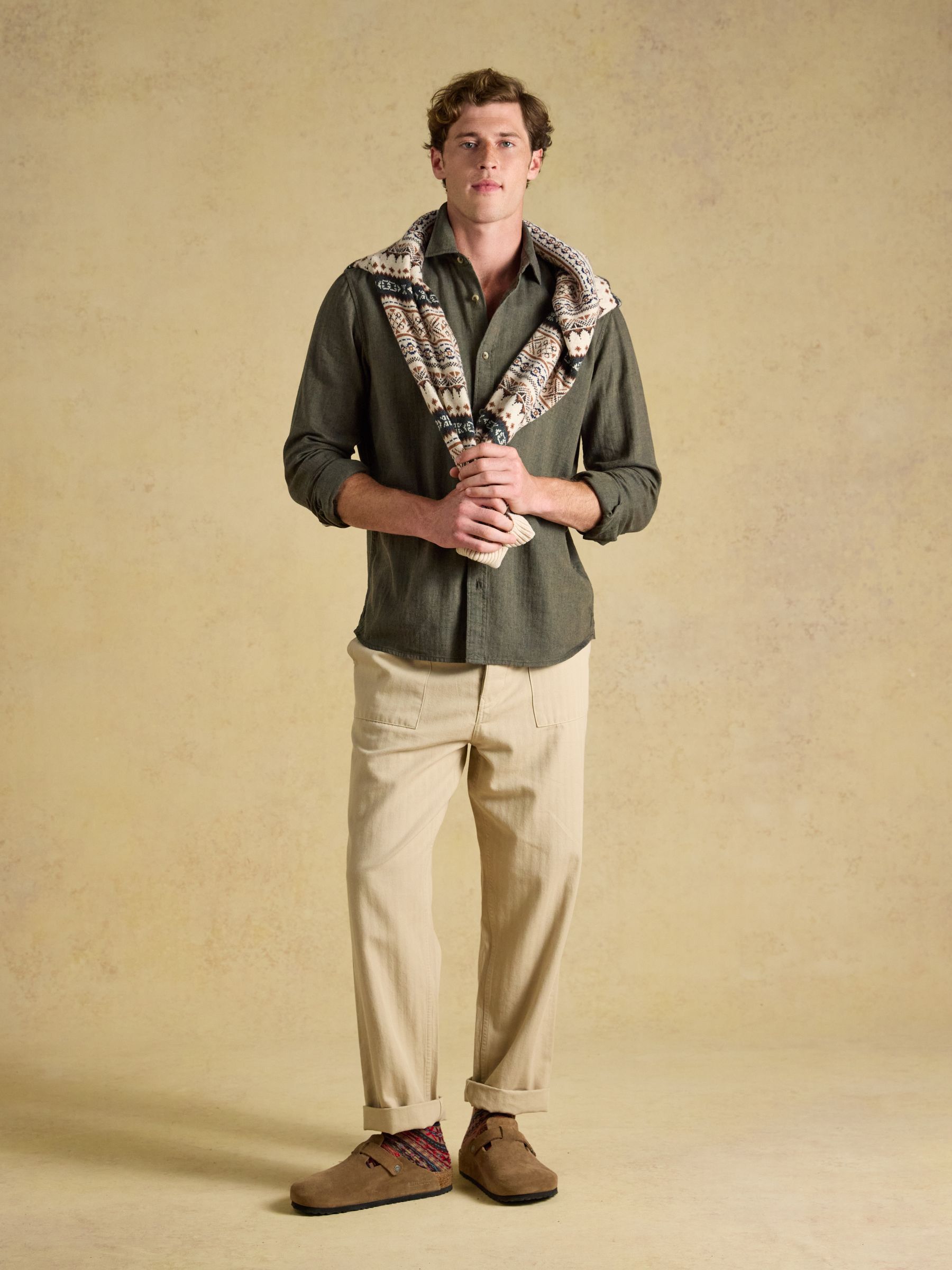Khaki Green Long Sleeve Linen Blend Shirt - Image 6 of 8