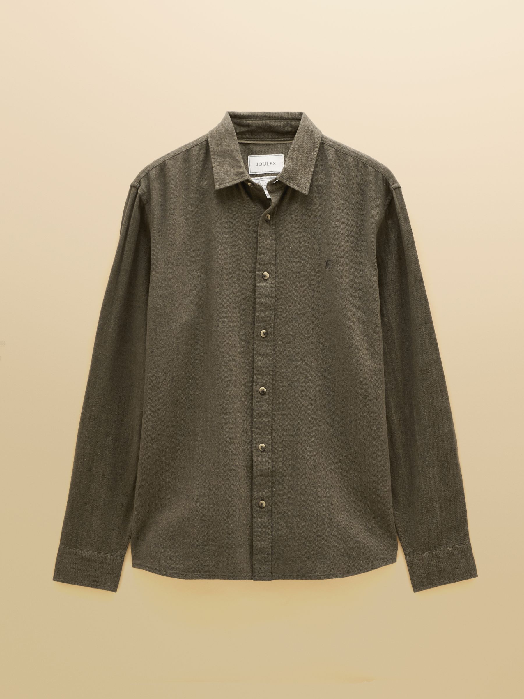 Khaki Green Long Sleeve Linen Blend Shirt - Image 8 of 8