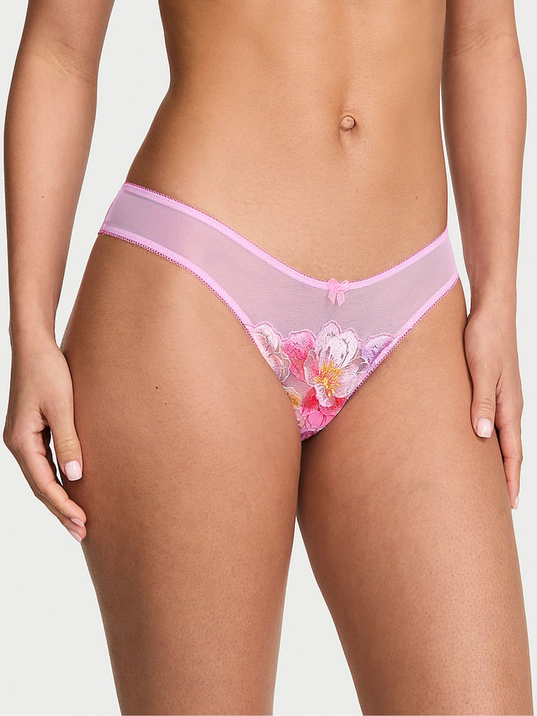 Watercolour Pink Brazilian Embroidery Knickers - Image 1 of 2