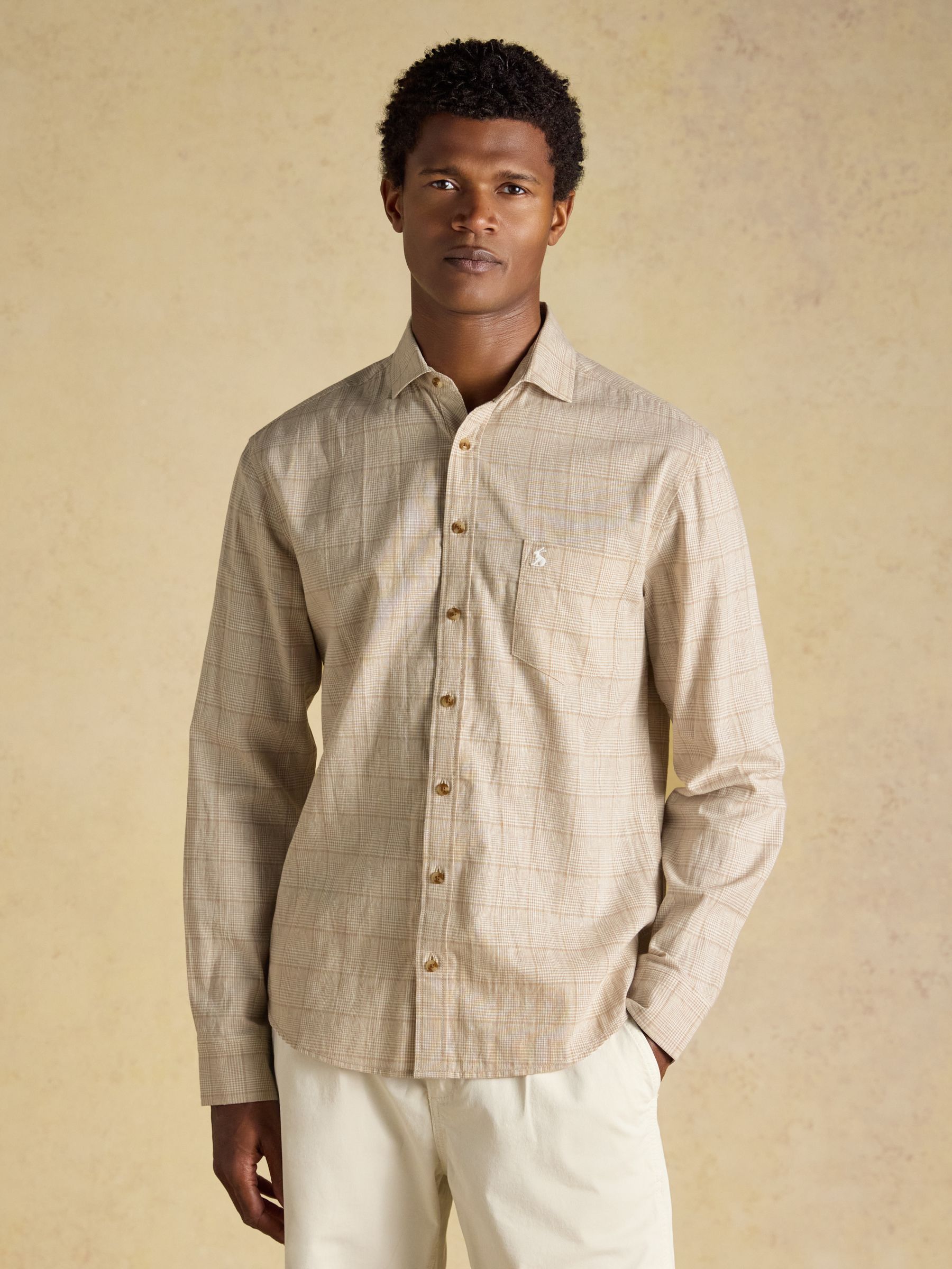 Oatmeal Linen Blend Long Sleeve Shirt | Joules