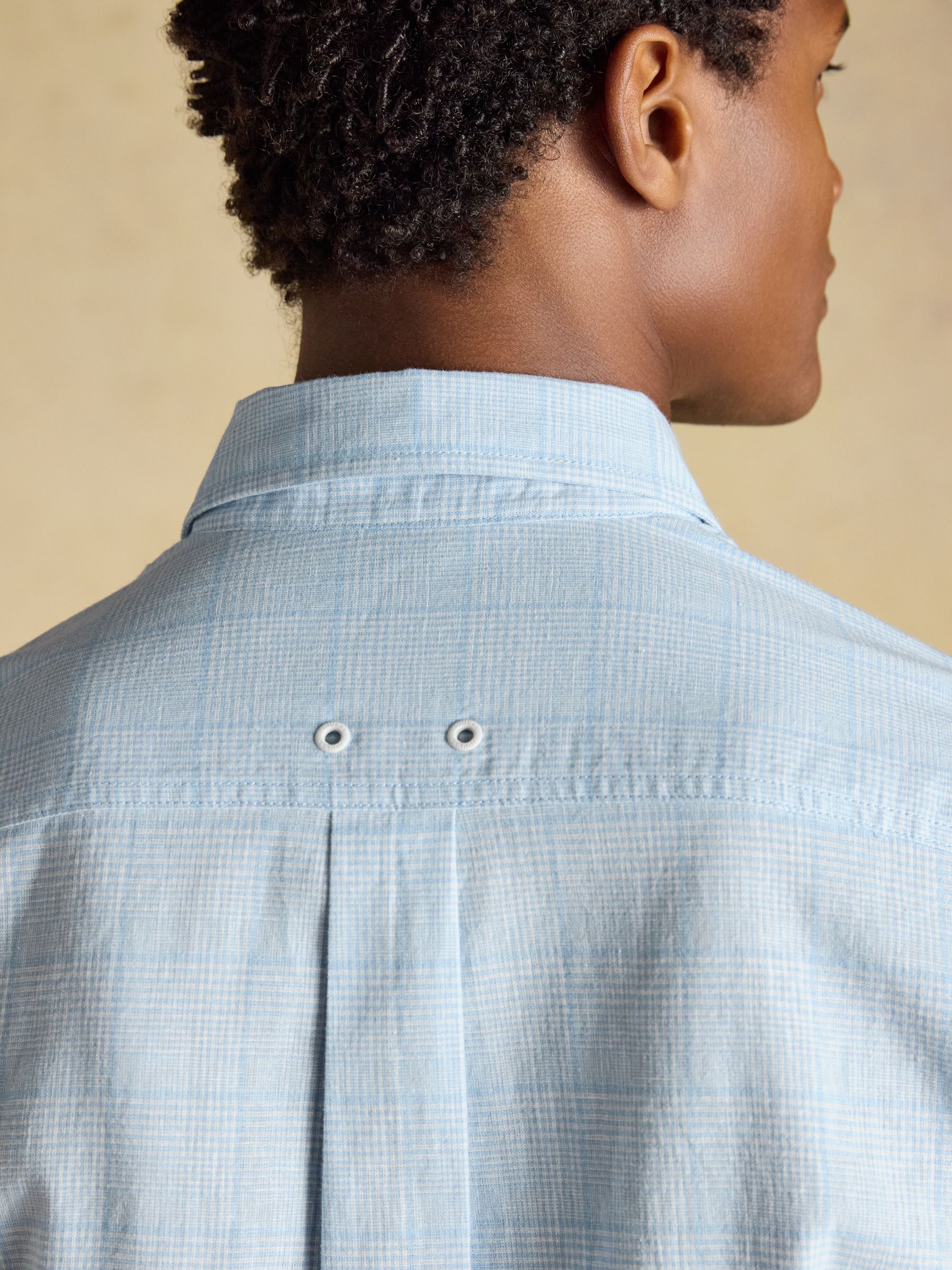 Blue Check Linen Blend Long Sleeve Shirt - Image 9 of 10