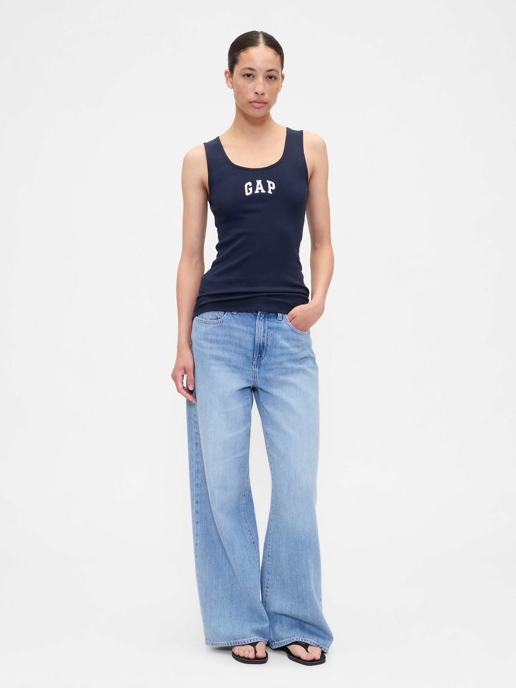 Navy Logo Ribbed Vest - Image 3 of 5