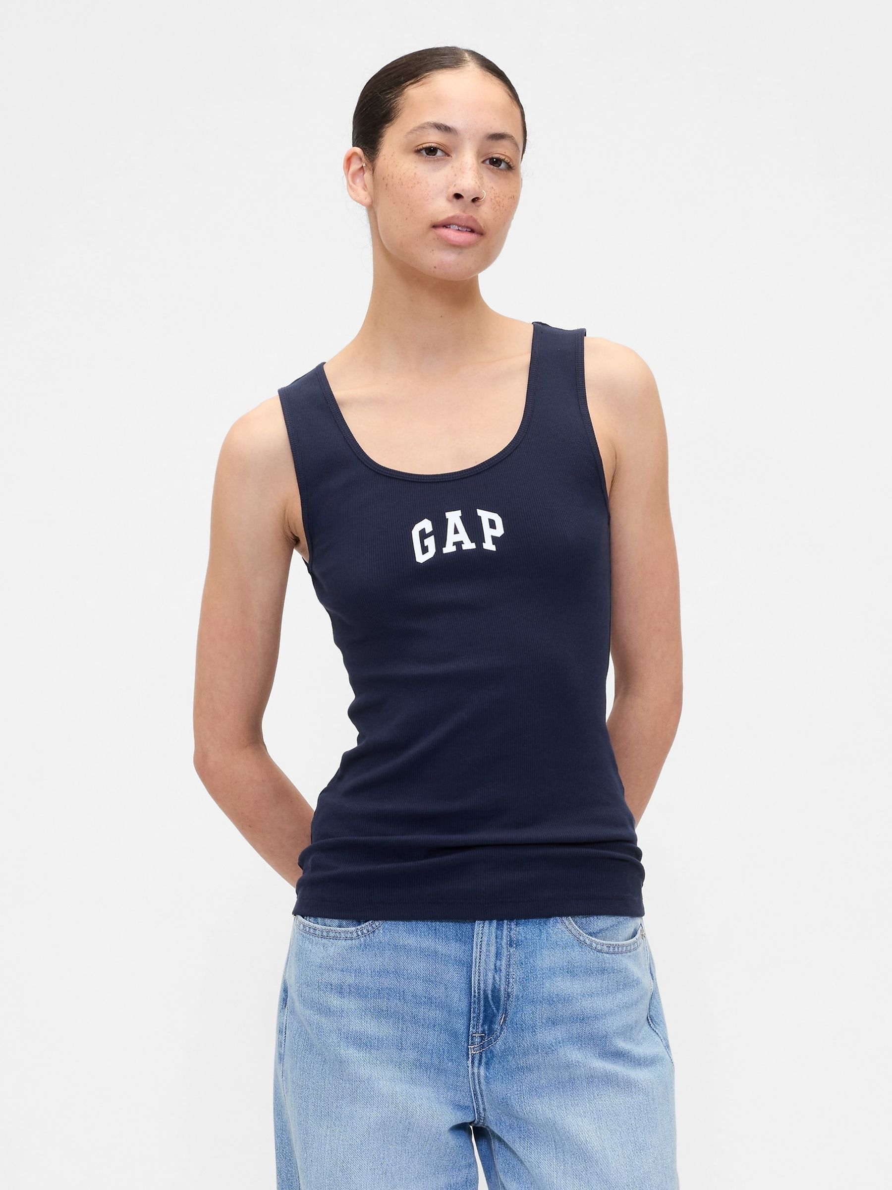 Navy Logo Ribbed Vest - Image 4 of 5