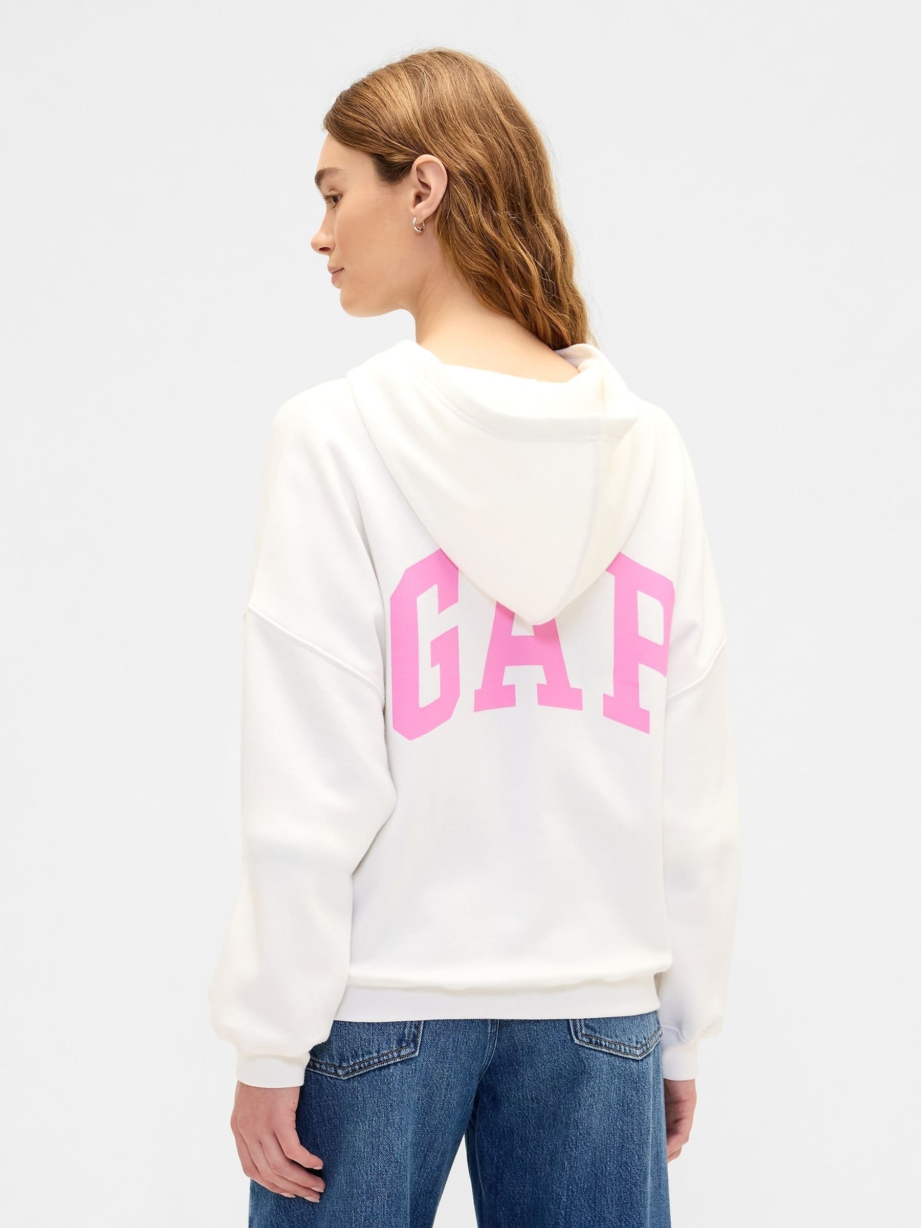 White Relaxed Mini-Logo Cropped Hoodie - Image 2 of 5